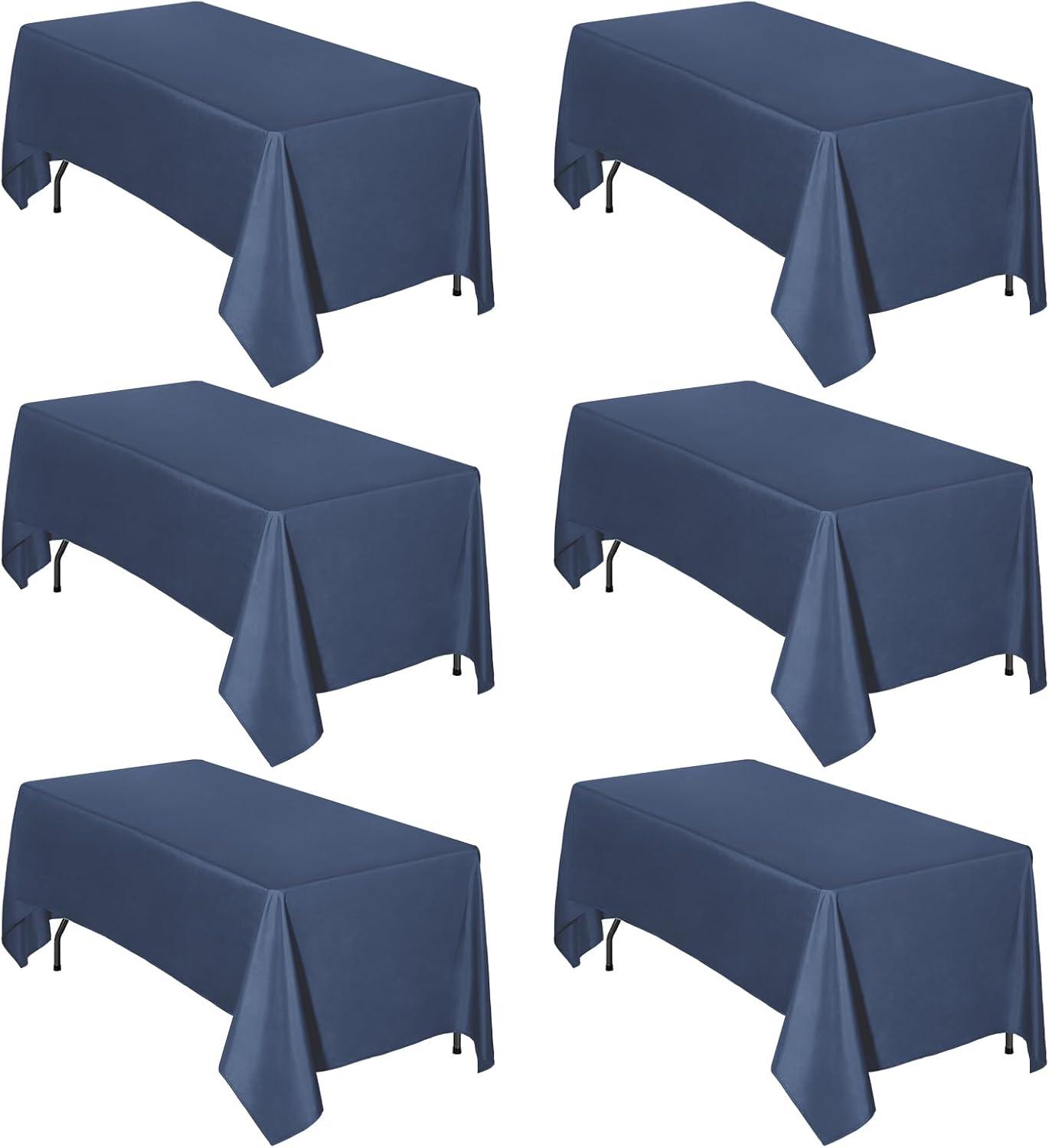 image:imageEasyGoing 6 Pack White Tablecloths 60x102 Inch for 6 Ft Rectangle Table Washable Polyester Waterproof Stain Resistant Table Cloth Decorative Table Cover for Kitchen Dining Tables EventsNavy