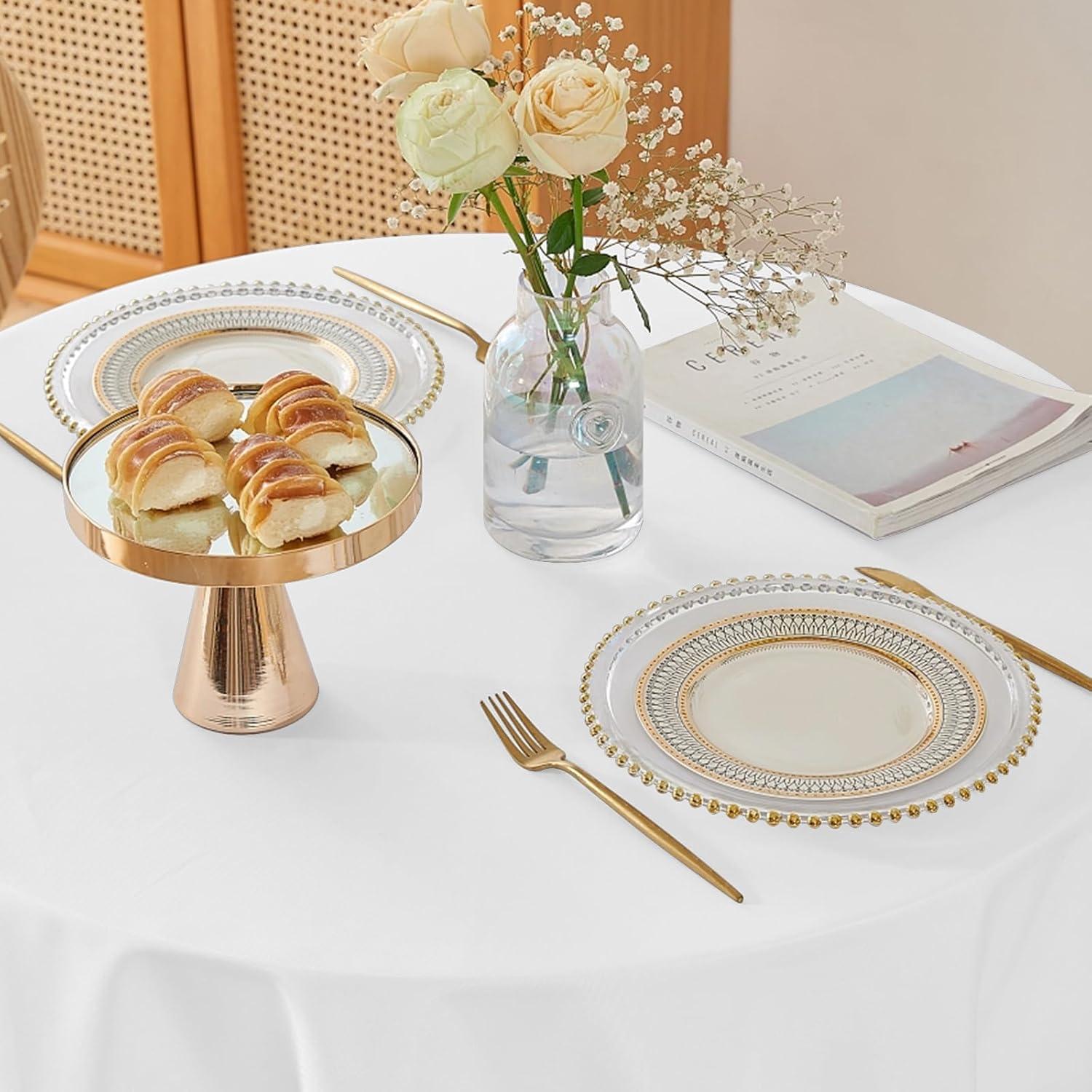 image:imageEasyGoing 6 Pack White Tablecloths 60x102 Inch for 6 Ft Rectangle Table Washable Polyester Waterproof Stain Resistant Table Cloth Decorative Table Cover for Kitchen Dining Tables EventsWhite