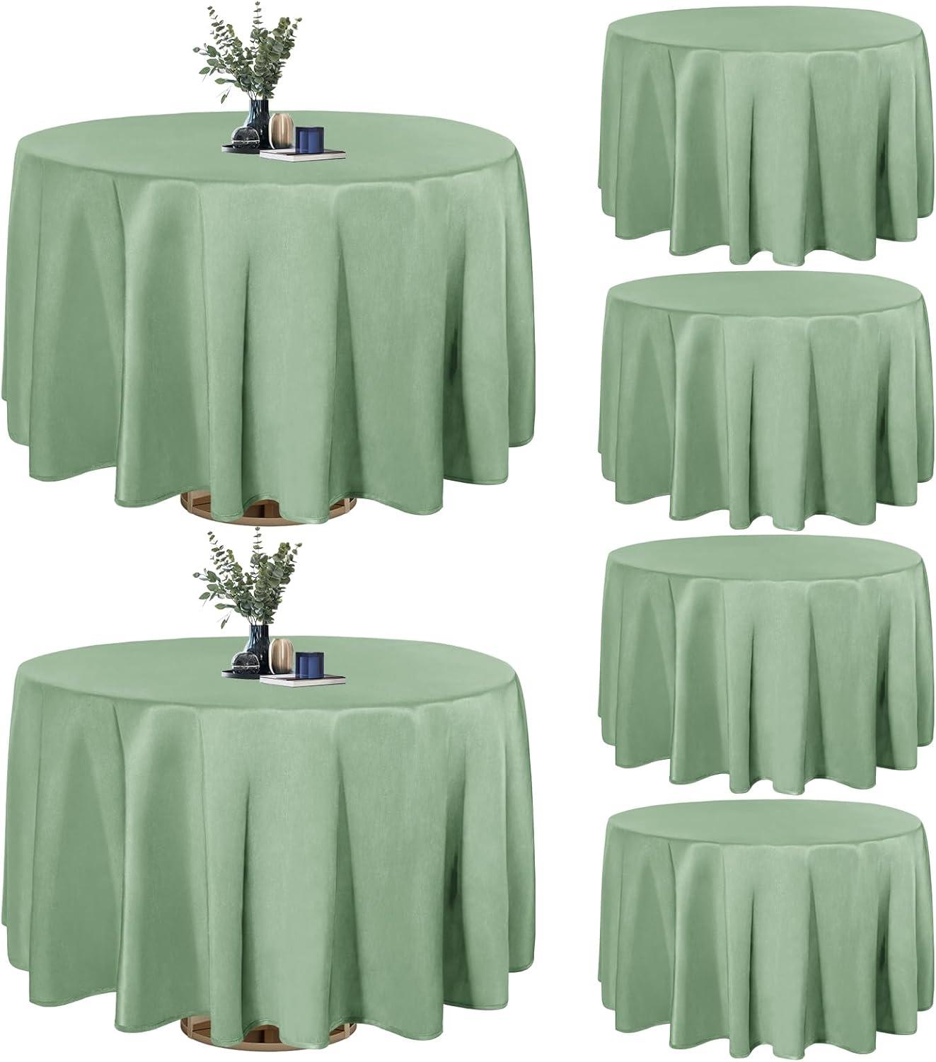 image:imageEasyGoing 6 Pack White Tablecloths 60x102 Inch for 6 Ft Rectangle Table Washable Polyester Waterproof Stain Resistant Table Cloth Decorative Table Cover for Kitchen Dining Tables EventsSage Green