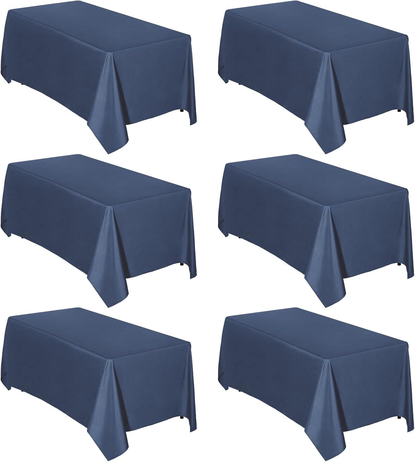 image:imageEasyGoing 6 Pack White Tablecloths 60x102 Inch for 6 Ft Rectangle Table Washable Polyester Waterproof Stain Resistant Table Cloth Decorative Table Cover for Kitchen Dining Tables EventsNavy