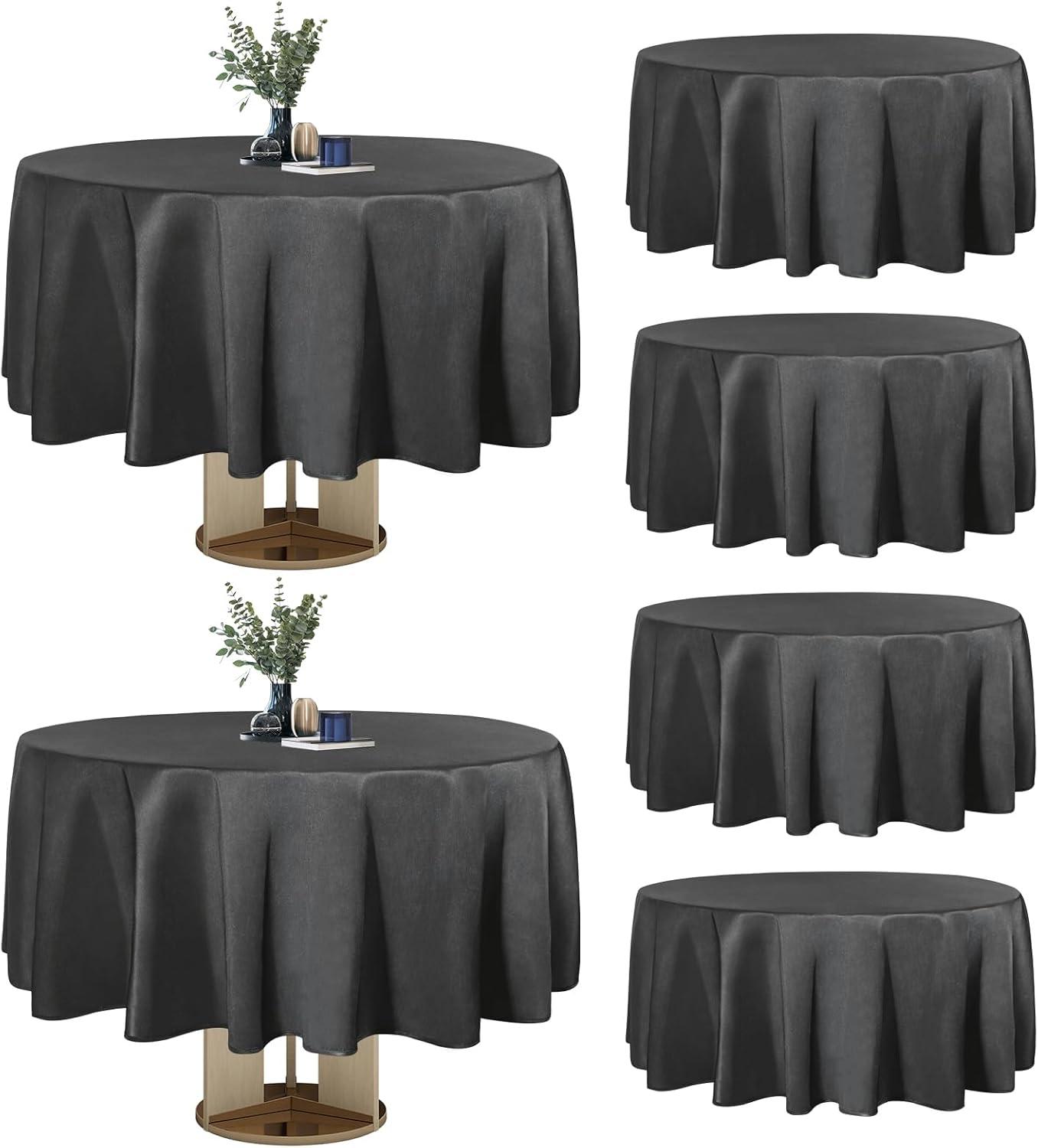 image:imageEasyGoing 6 Pack White Tablecloths 60x102 Inch for 6 Ft Rectangle Table Washable Polyester Waterproof Stain Resistant Table Cloth Decorative Table Cover for Kitchen Dining Tables EventsBlack