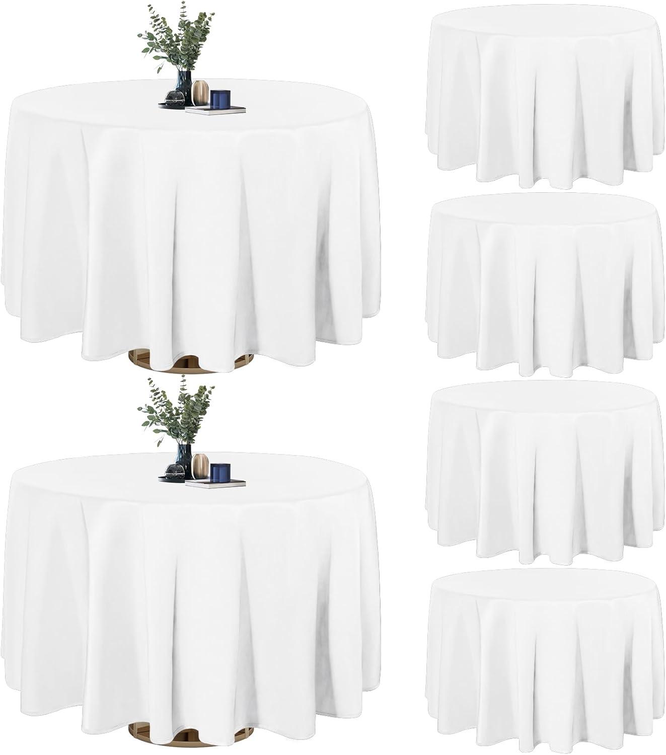 image:imageEasyGoing 6 Pack White Tablecloths 60x102 Inch for 6 Ft Rectangle Table Washable Polyester Waterproof Stain Resistant Table Cloth Decorative Table Cover for Kitchen Dining Tables EventsWhite