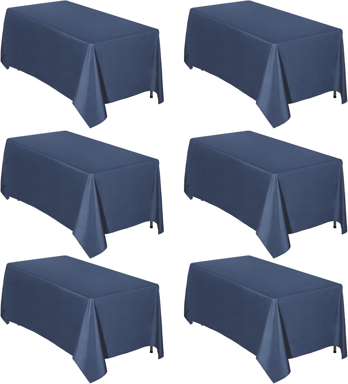 image:imageEasyGoing 6 Pack White Tablecloths 60x102 Inch for 6 Ft Rectangle Table Washable Polyester Waterproof Stain Resistant Table Cloth Decorative Table Cover for Kitchen Dining Tables EventsNavy