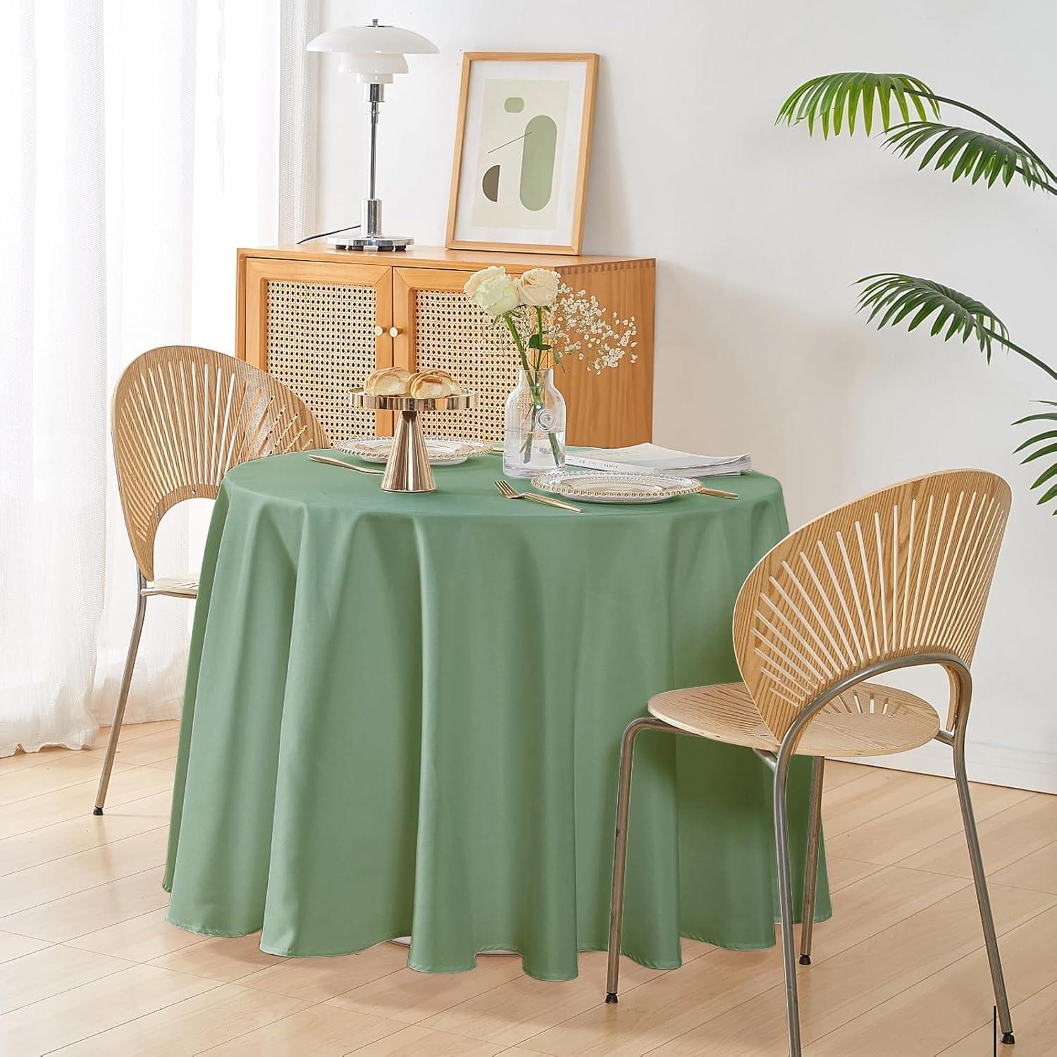 image:imageEasyGoing 6 Pack White Tablecloths 60x102 Inch for 6 Ft Rectangle Table Washable Polyester Waterproof Stain Resistant Table Cloth Decorative Table Cover for Kitchen Dining Tables EventsSage Green