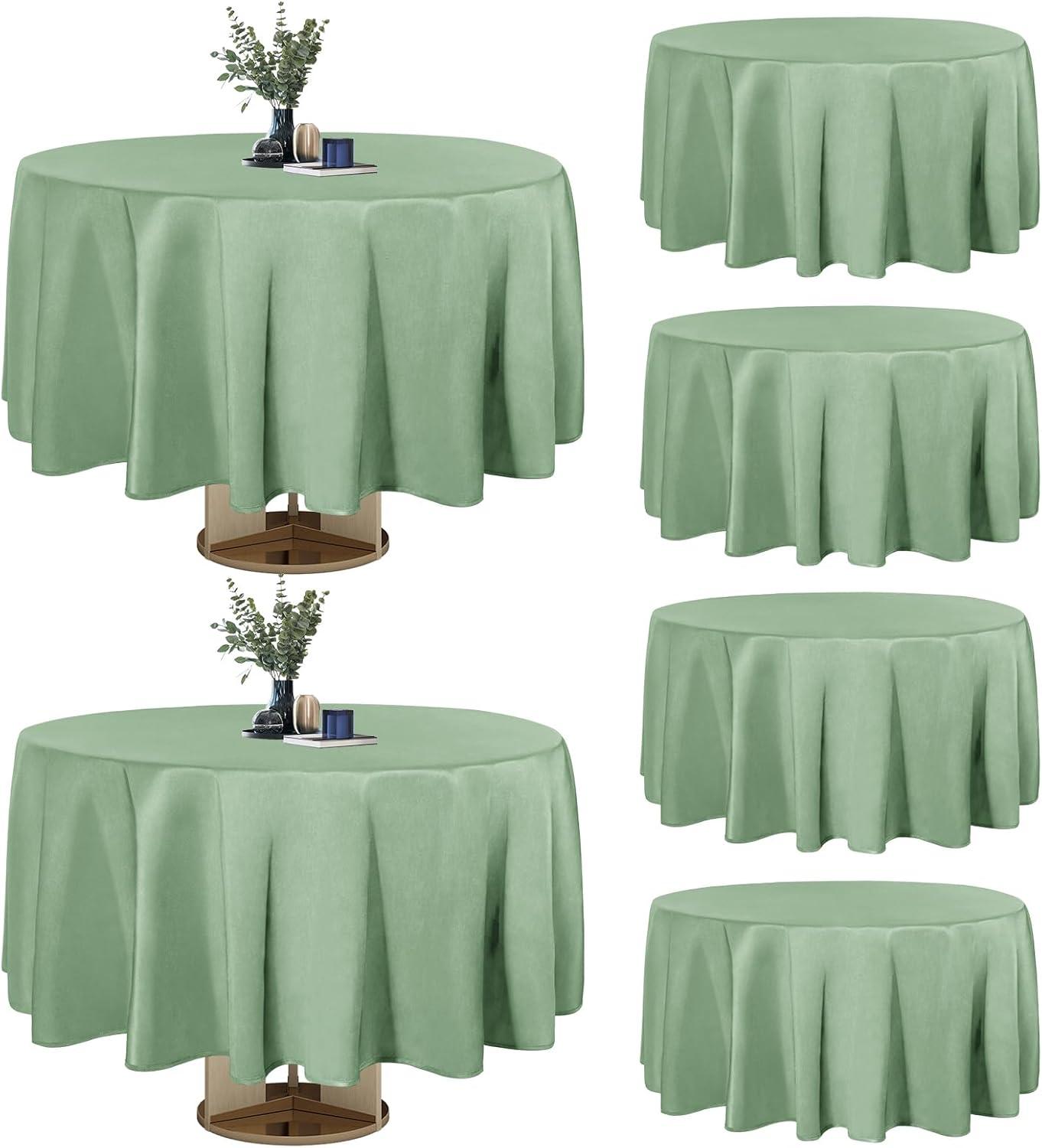 image:imageEasyGoing 6 Pack White Tablecloths 60x102 Inch for 6 Ft Rectangle Table Washable Polyester Waterproof Stain Resistant Table Cloth Decorative Table Cover for Kitchen Dining Tables EventsSage Green