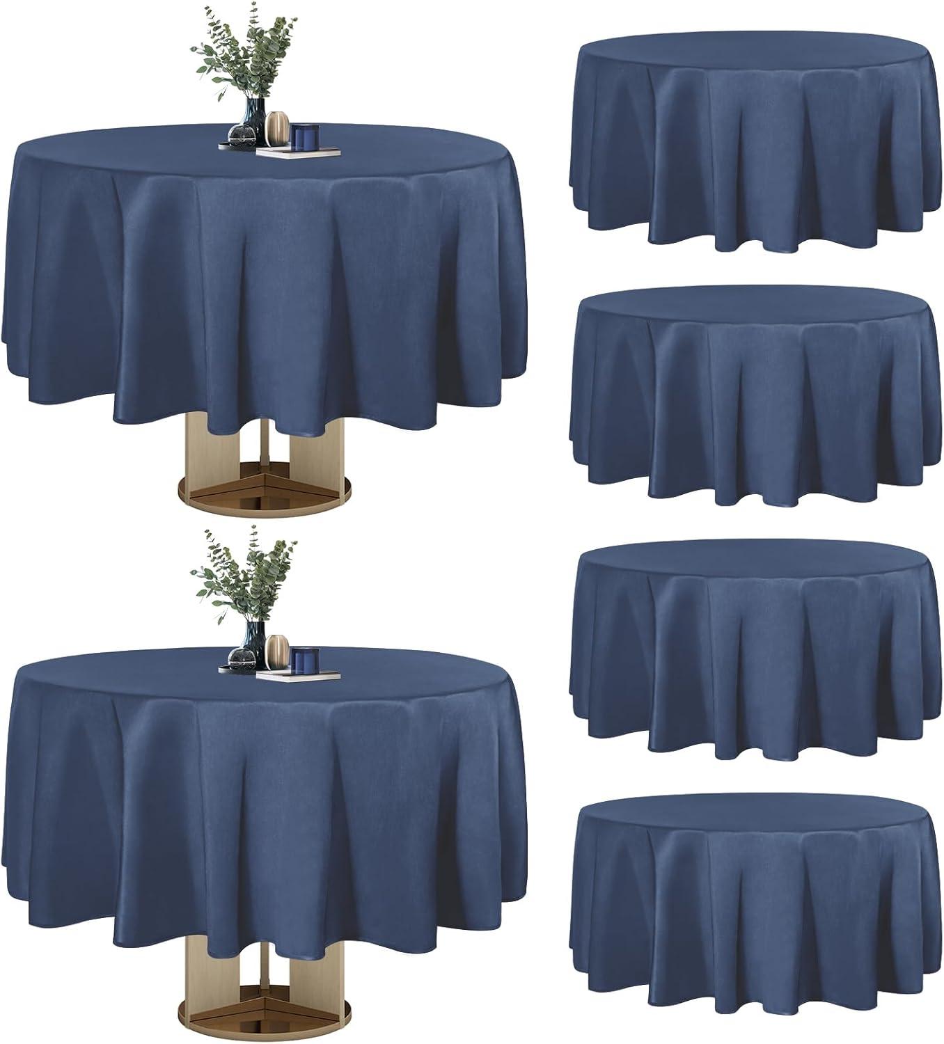 image:imageEasyGoing 6 Pack White Tablecloths 60x102 Inch for 6 Ft Rectangle Table Washable Polyester Waterproof Stain Resistant Table Cloth Decorative Table Cover for Kitchen Dining Tables EventsNavy