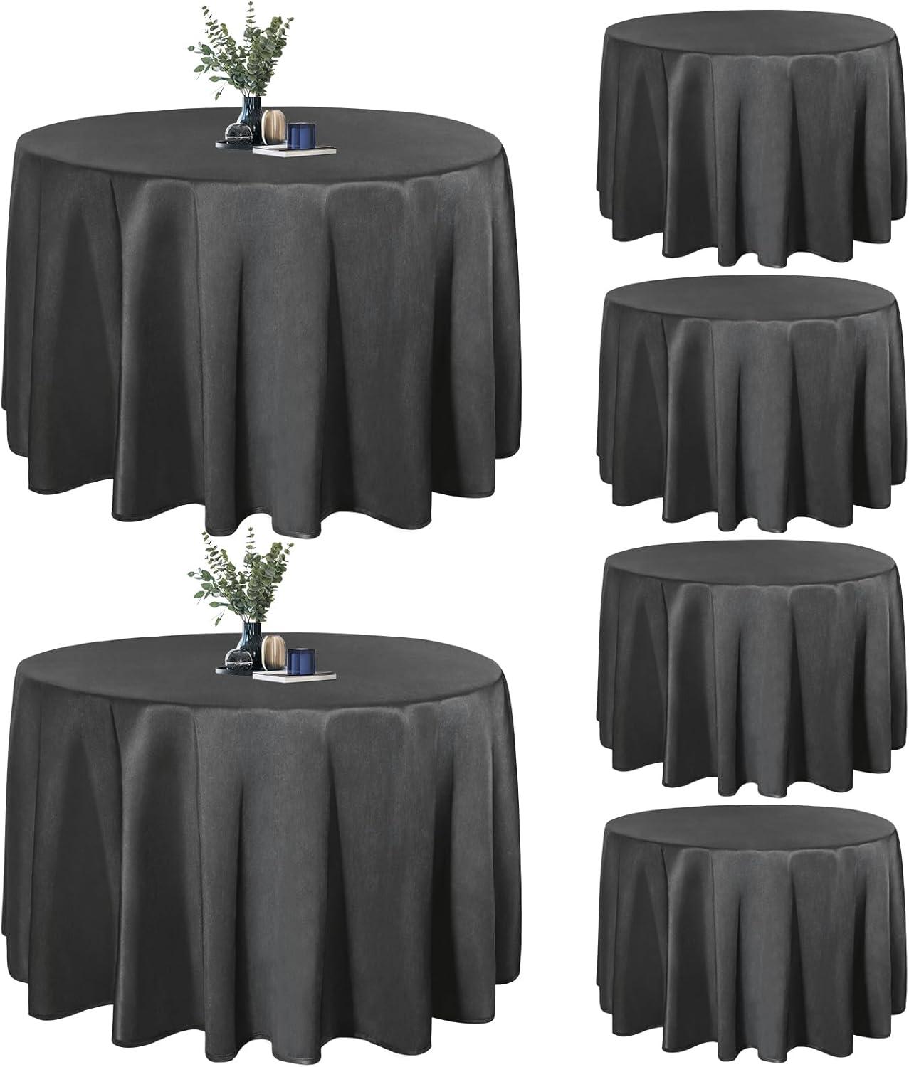 image:imageEasyGoing 6 Pack White Tablecloths 60x102 Inch for 6 Ft Rectangle Table Washable Polyester Waterproof Stain Resistant Table Cloth Decorative Table Cover for Kitchen Dining Tables EventsBlack