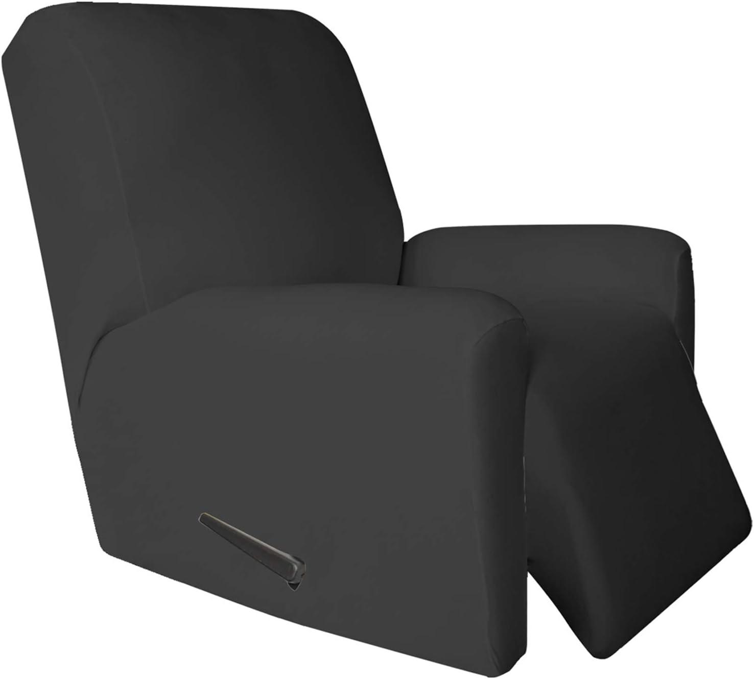 image:imageEasyGoing 8 Pieces Microfiber Stretch Sectional Recliner Sofa Slipcover Soft Fitted Fleece 3 Seats Couch Cover Washable Furniture Protector with Elasticity for Kids PetRecliner Sofa ChocolateDark Gray