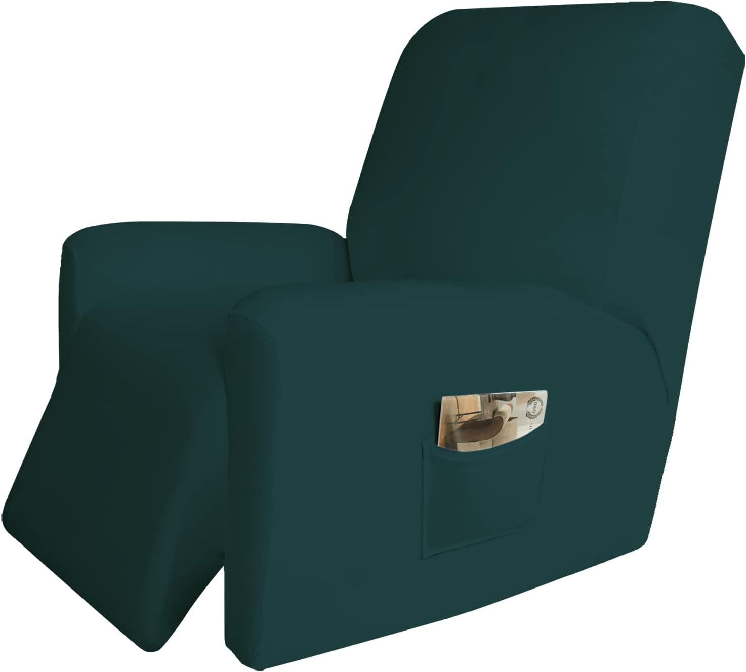image:imageEasyGoing 8 Pieces Microfiber Stretch Sectional Recliner Sofa Slipcover Soft Fitted Fleece 3 Seats Couch Cover Washable Furniture Protector with Elasticity for Kids PetRecliner Sofa ChocolateDeep Teal
