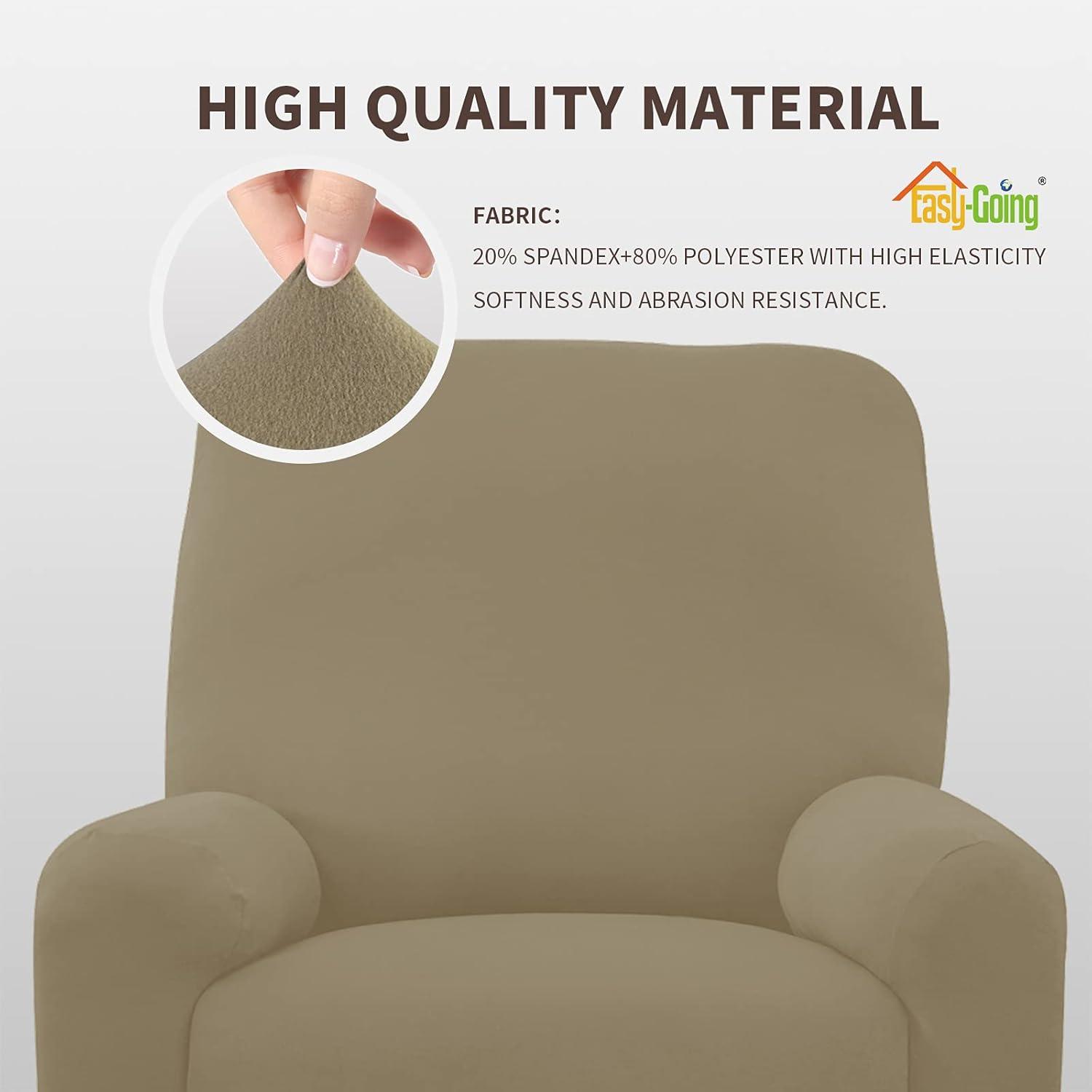 image:imageEasyGoing 8 Pieces Microfiber Stretch Sectional Recliner Sofa Slipcover Soft Fitted Fleece 3 Seats Couch Cover Washable Furniture Protector with Elasticity for Kids PetRecliner Sofa ChocolateDark Linen
