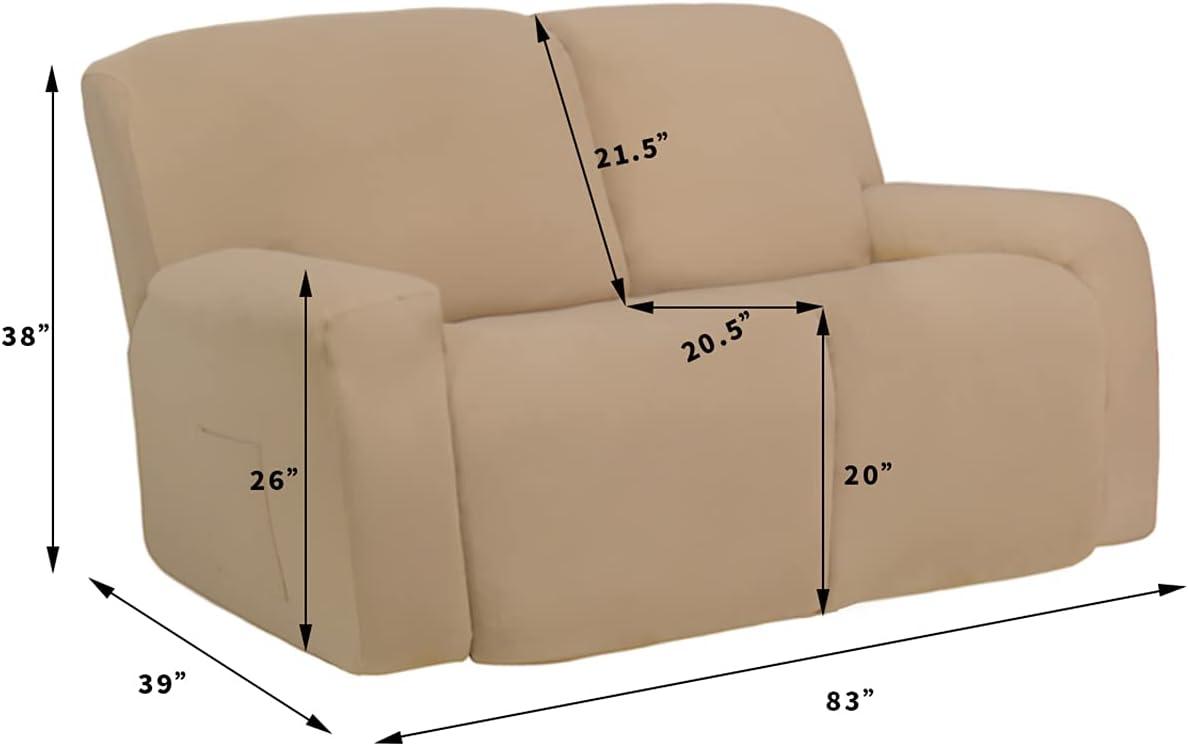 image:imageEasyGoing 8 Pieces Microfiber Stretch Sectional Recliner Sofa Slipcover Soft Fitted Fleece 3 Seats Couch Cover Washable Furniture Protector with Elasticity for Kids PetRecliner Sofa ChocolateDeep Teal