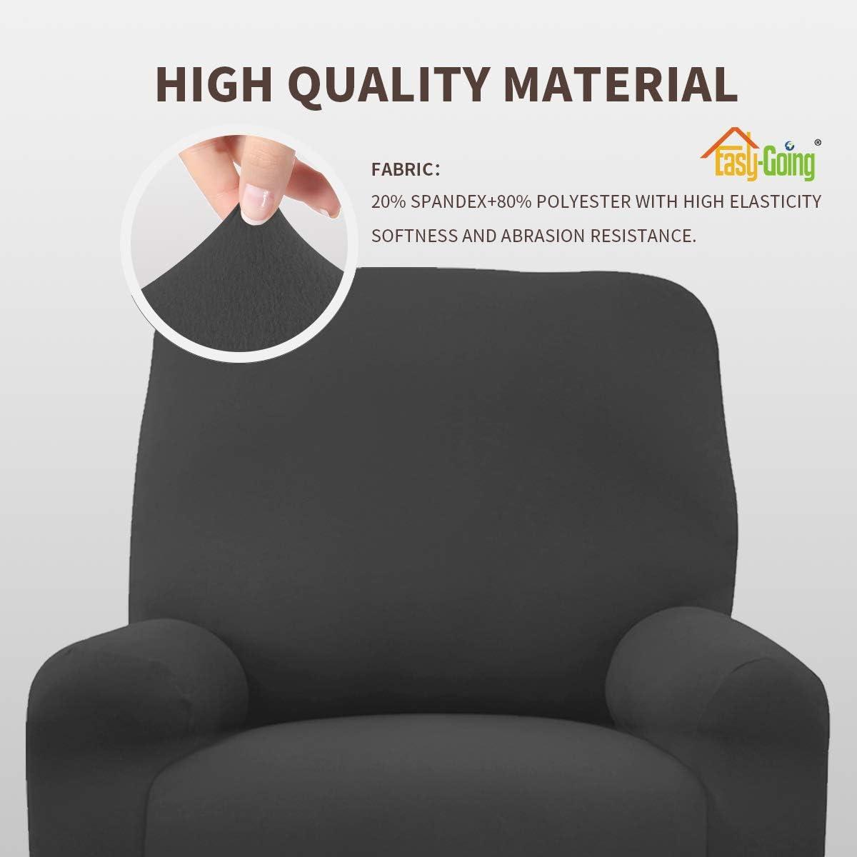image:imageEasyGoing 8 Pieces Microfiber Stretch Sectional Recliner Sofa Slipcover Soft Fitted Fleece 3 Seats Couch Cover Washable Furniture Protector with Elasticity for Kids PetRecliner Sofa ChocolateDark Gray