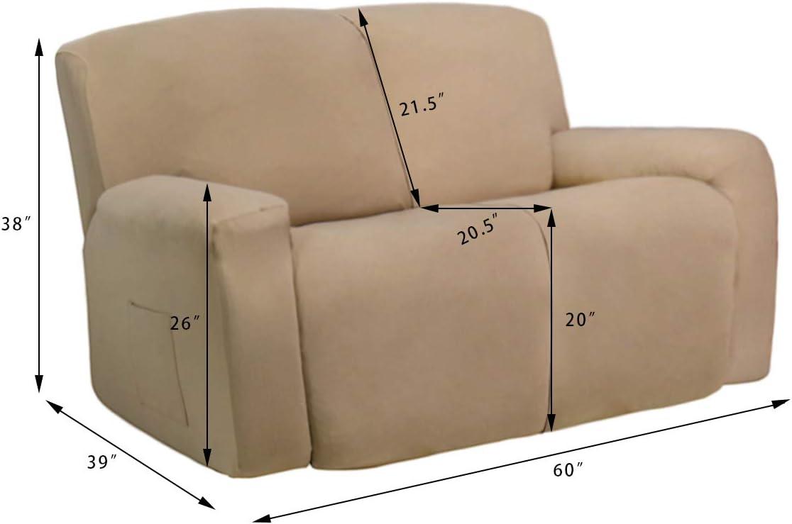 image:imageEasyGoing 8 Pieces Microfiber Stretch Sectional Recliner Sofa Slipcover Soft Fitted Fleece 3 Seats Couch Cover Washable Furniture Protector with Elasticity for Kids PetRecliner Sofa ChocolateDark Gray