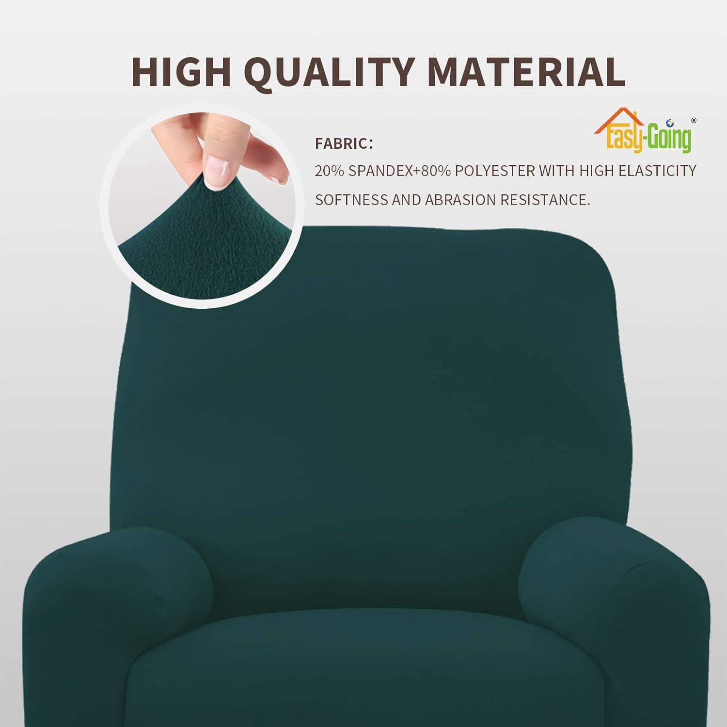 image:imageEasyGoing 8 Pieces Microfiber Stretch Sectional Recliner Sofa Slipcover Soft Fitted Fleece 3 Seats Couch Cover Washable Furniture Protector with Elasticity for Kids PetRecliner Sofa ChocolateDeep Teal
