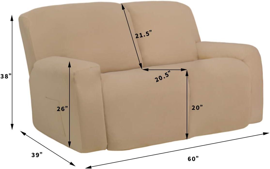 image:imageEasyGoing 8 Pieces Microfiber Stretch Sectional Recliner Sofa Slipcover Soft Fitted Fleece 3 Seats Couch Cover Washable Furniture Protector with Elasticity for Kids PetRecliner Sofa ChocolateDeep Teal