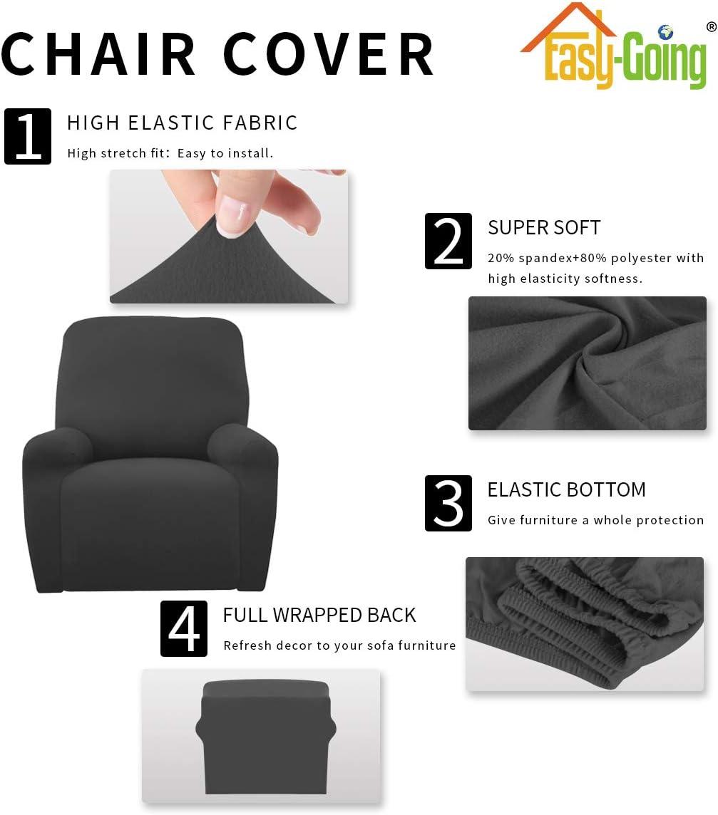 image:imageEasyGoing 8 Pieces Microfiber Stretch Sectional Recliner Sofa Slipcover Soft Fitted Fleece 3 Seats Couch Cover Washable Furniture Protector with Elasticity for Kids PetRecliner Sofa ChocolateDark Gray
