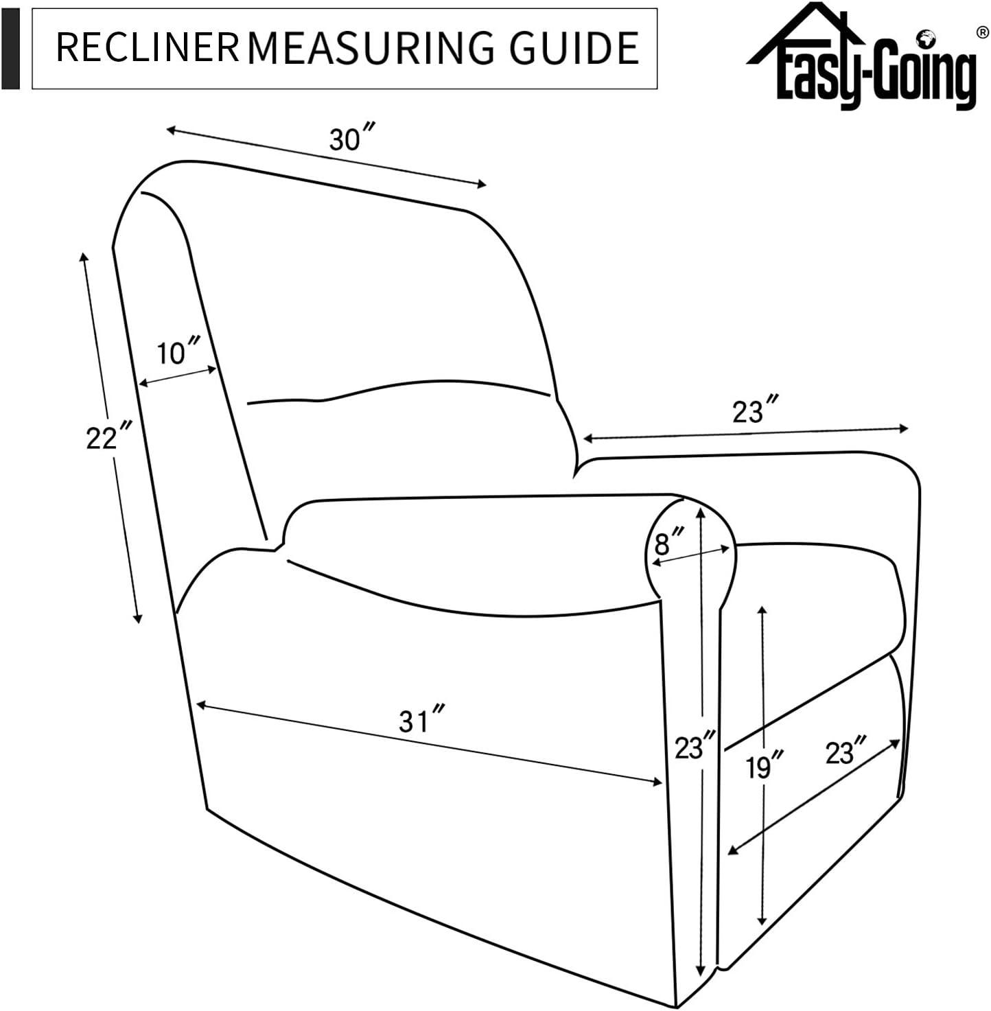 image:imageEasyGoing 8 Pieces Microfiber Stretch Sectional Recliner Sofa Slipcover Soft Fitted Fleece 3 Seats Couch Cover Washable Furniture Protector with Elasticity for Kids PetRecliner Sofa ChocolateDark Gray