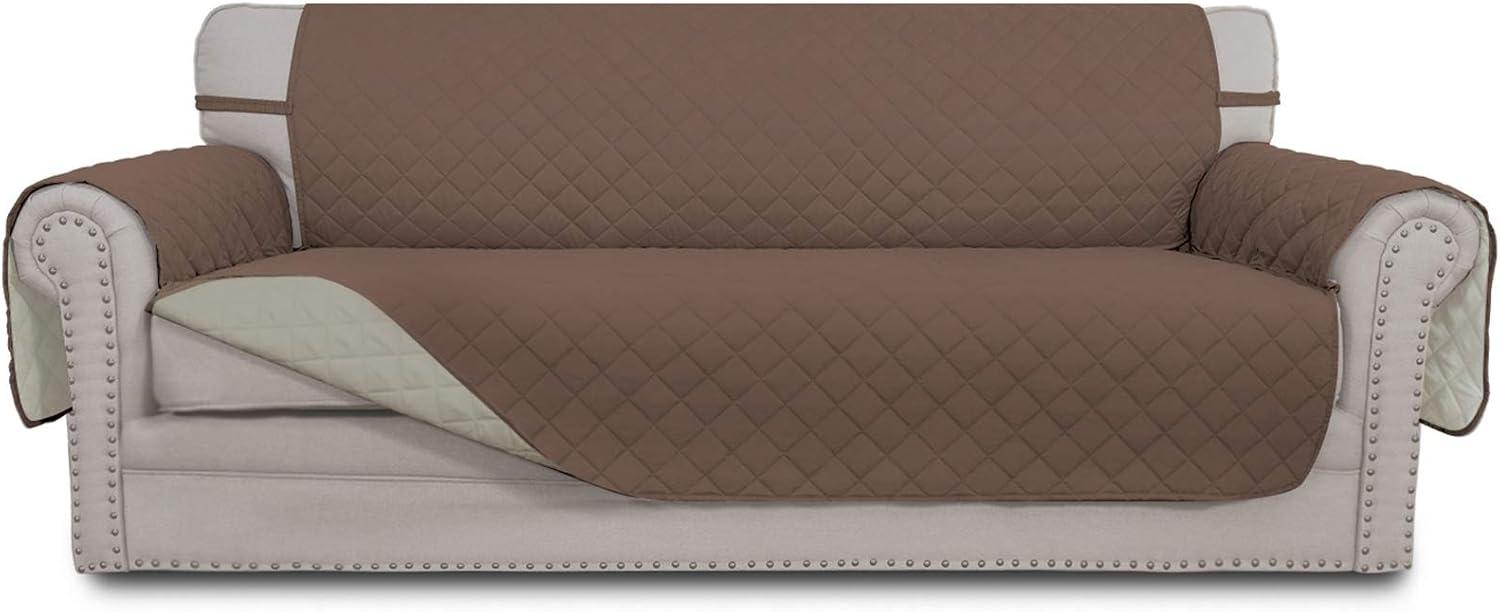 image:imageEasyGoing Reversible Oversized Couch Cover for 3 Cushion Couch Sofa Cover for Dogs Water Resistant Furniture Protector Cover with Foam Sticks for Pet Oversized Sofa GrayLight GrayBrownBeige
