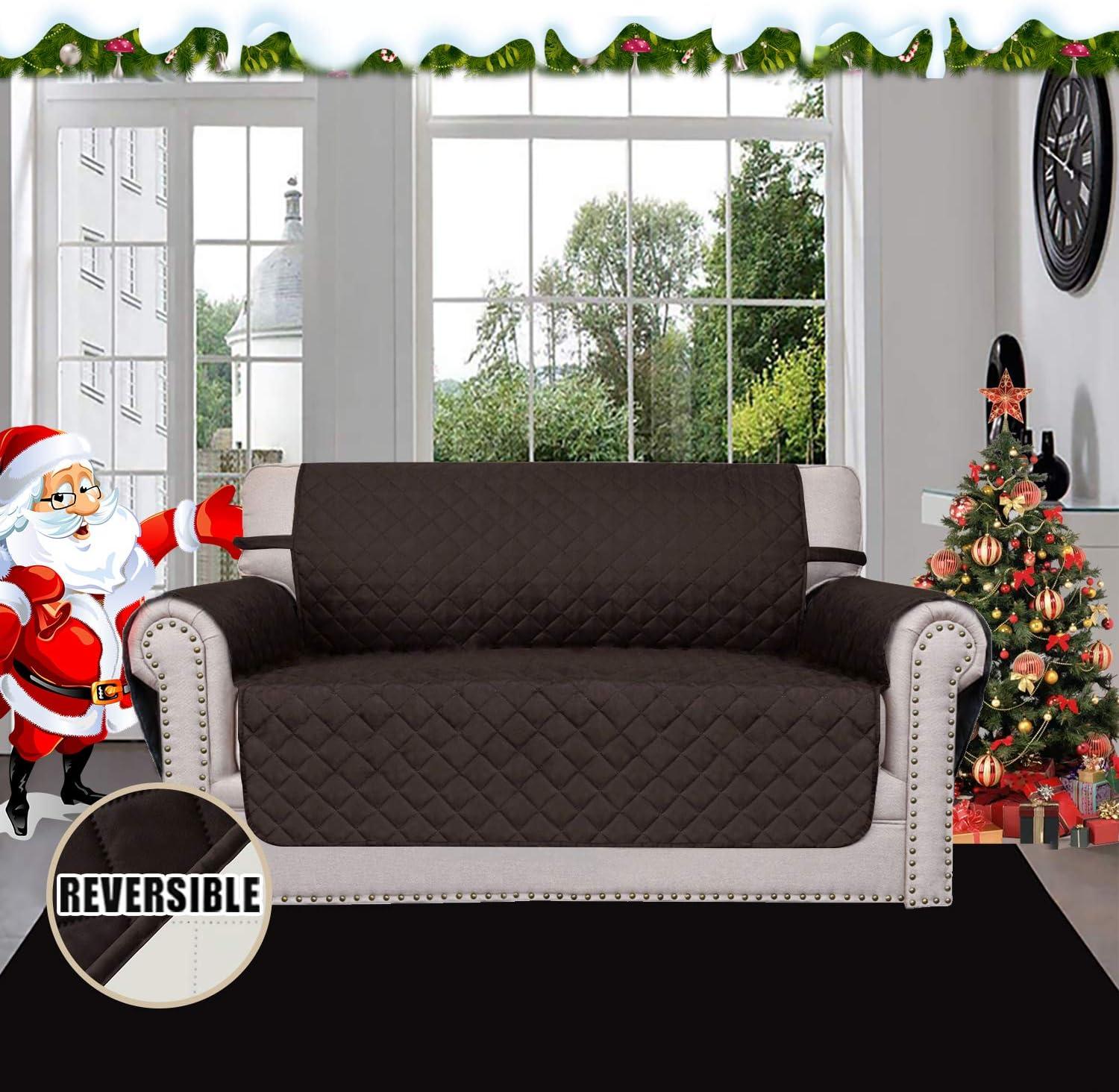 image:imageEasyGoing Reversible Oversized Couch Cover for 3 Cushion Couch Sofa Cover for Dogs Water Resistant Furniture Protector Cover with Foam Sticks for Pet Oversized Sofa GrayLight GrayChocolateIvory
