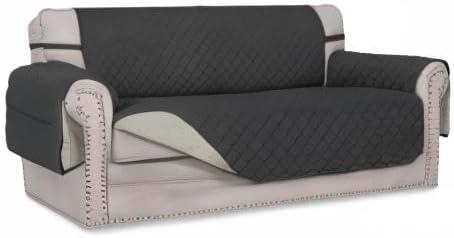 image:imageEasyGoing Reversible Oversized Couch Cover for 3 Cushion Couch Sofa Cover for Dogs Water Resistant Furniture Protector Cover with Foam Sticks for Pet Oversized Sofa GrayLight GrayDarkgrayBeige