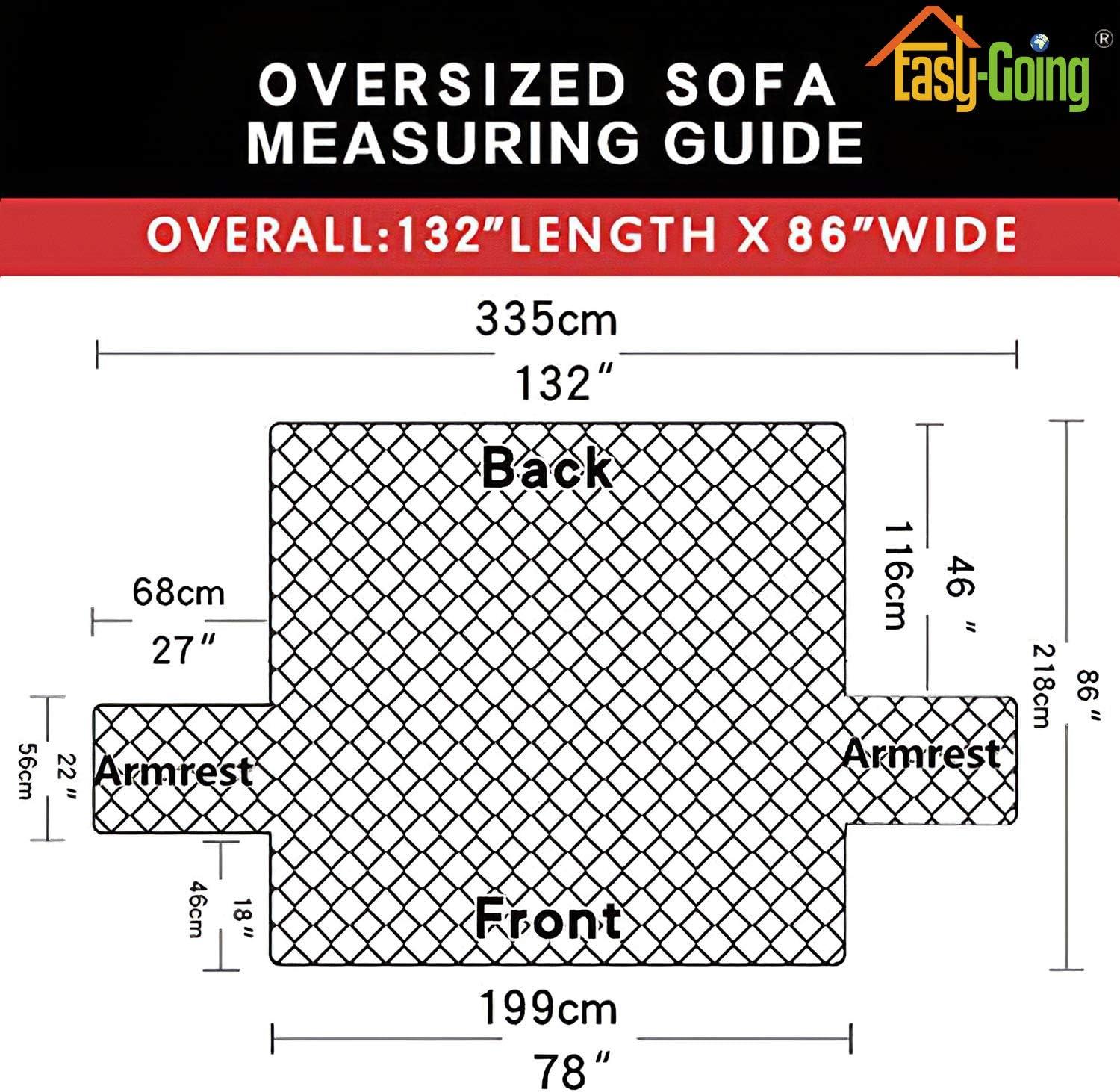 image:imageEasyGoing Reversible Oversized Couch Cover for 3 Cushion Couch Sofa Cover for Dogs Water Resistant Furniture Protector Cover with Foam Sticks for Pet Oversized Sofa GrayLight GrayChocolateIvory