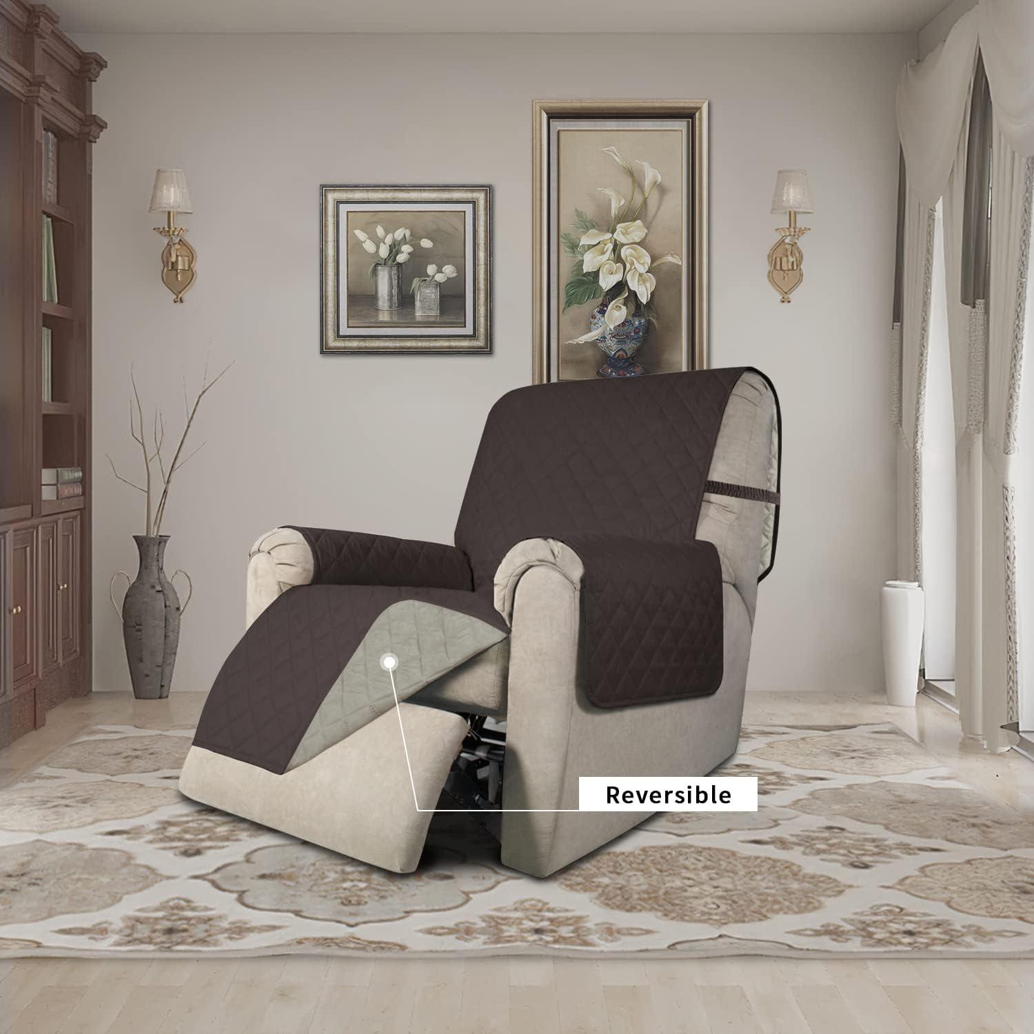 image:imageEasyGoing Reversible Oversized Couch Cover for 3 Cushion Couch Sofa Cover for Dogs Water Resistant Furniture Protector Cover with Foam Sticks for Pet Oversized Sofa GrayLight GrayChocolateBeige