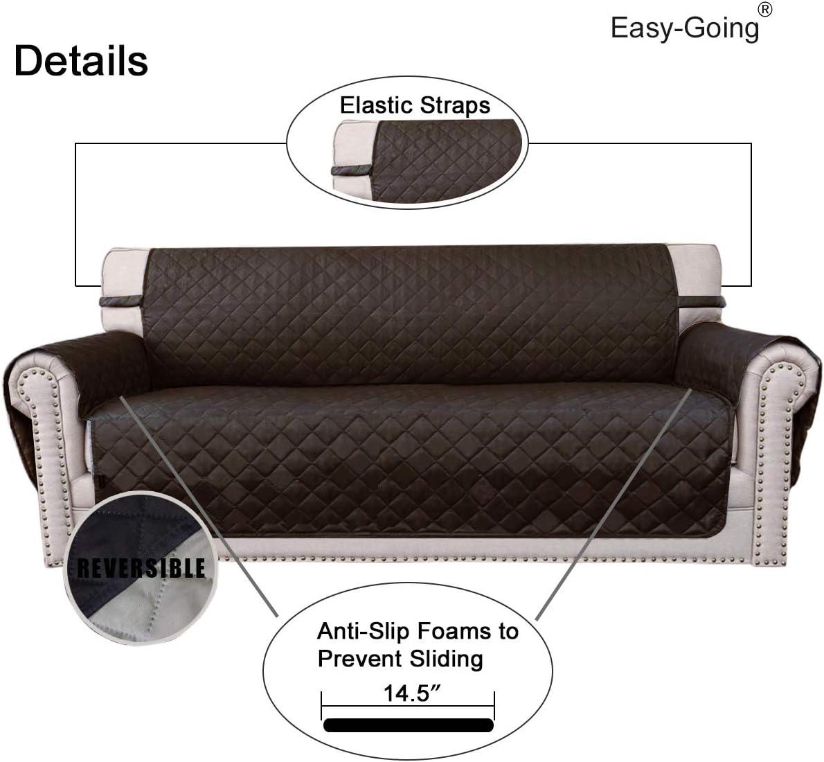 image:imageEasyGoing Reversible Oversized Couch Cover for 3 Cushion Couch Sofa Cover for Dogs Water Resistant Furniture Protector Cover with Foam Sticks for Pet Oversized Sofa GrayLight GrayChocolateBeige
