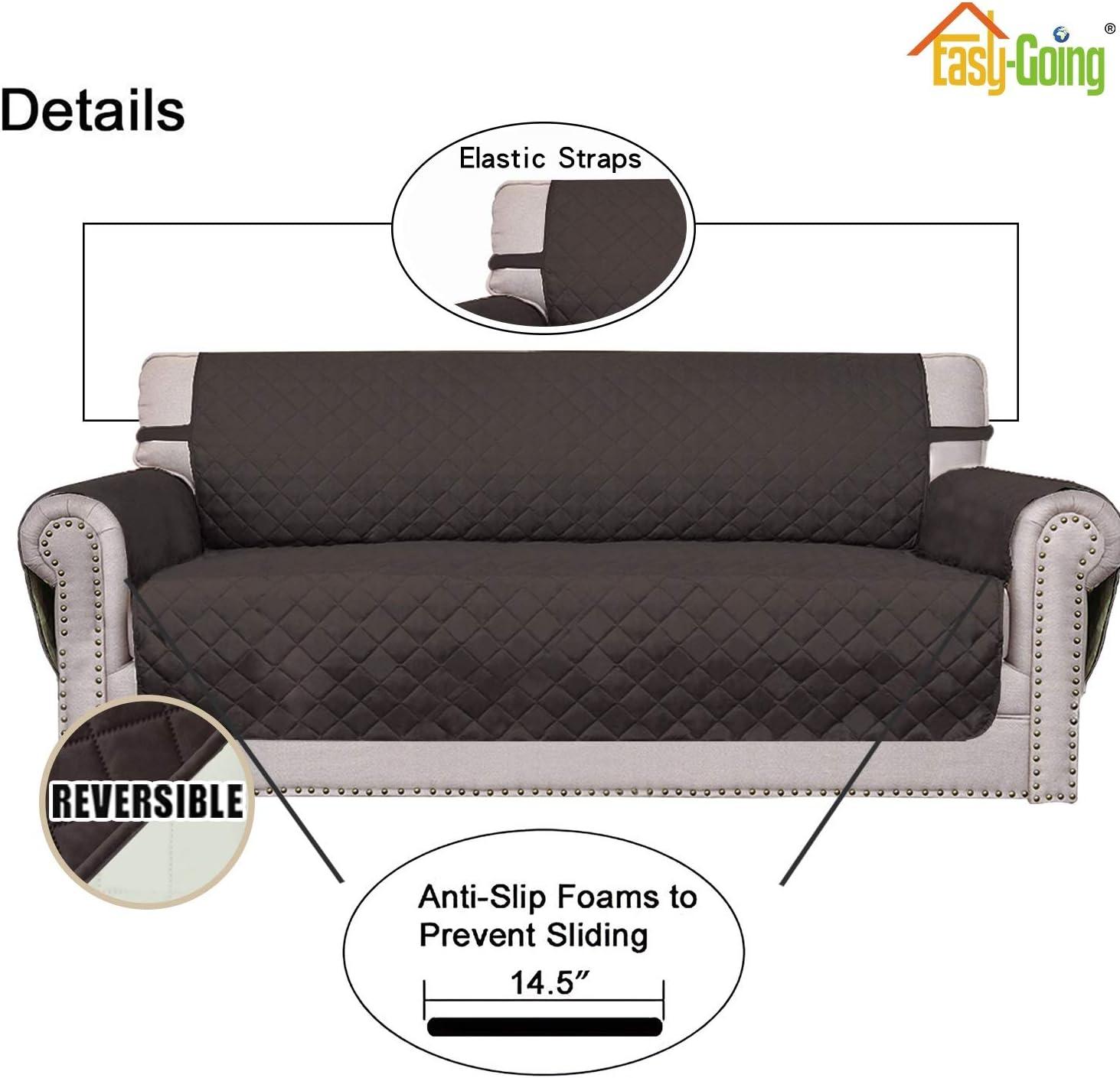 image:imageEasyGoing Reversible Oversized Couch Cover for 3 Cushion Couch Sofa Cover for Dogs Water Resistant Furniture Protector Cover with Foam Sticks for Pet Oversized Sofa GrayLight GrayChocolateIvory