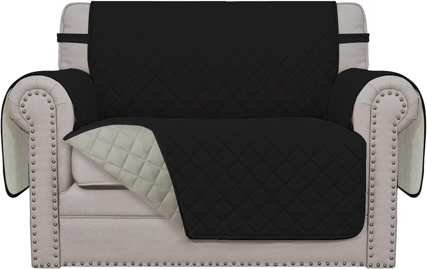 image:imageEasyGoing Reversible Oversized Couch Cover for 3 Cushion Couch Sofa Cover for Dogs Water Resistant Furniture Protector Cover with Foam Sticks for Pet Oversized Sofa GrayLight GrayBlackBeige