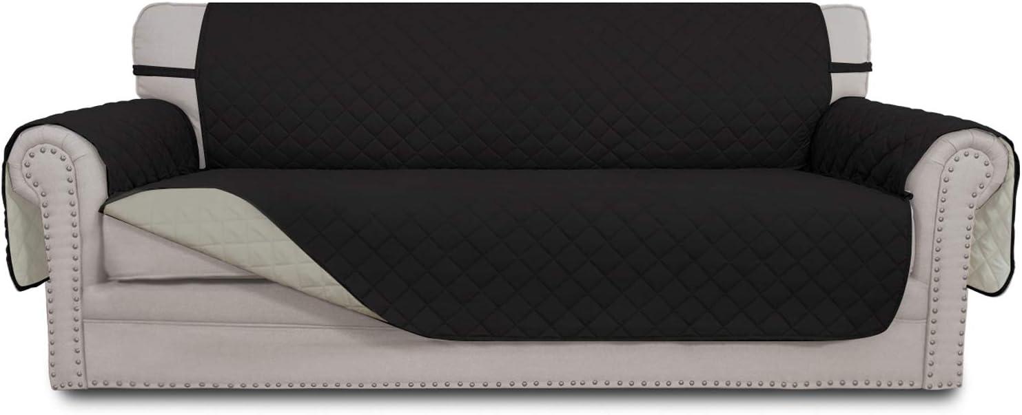 image:imageEasyGoing Reversible Oversized Couch Cover for 3 Cushion Couch Sofa Cover for Dogs Water Resistant Furniture Protector Cover with Foam Sticks for Pet Oversized Sofa GrayLight GrayBlackBeige