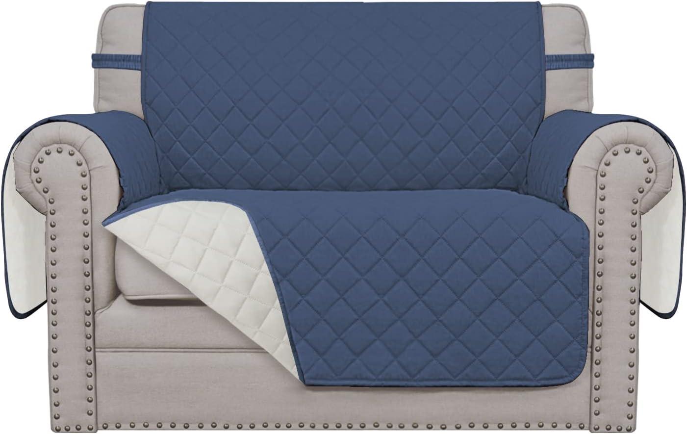 image:imageEasyGoing Reversible Oversized Couch Cover for 3 Cushion Couch Sofa Cover for Dogs Water Resistant Furniture Protector Cover with Foam Sticks for Pet Oversized Sofa GrayLight GrayDark BlueIvory