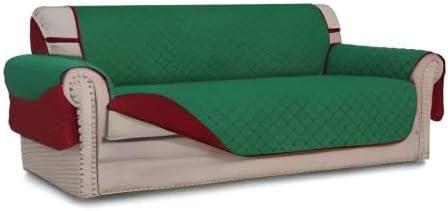 image:imageEasyGoing Reversible Oversized Couch Cover for 3 Cushion Couch Sofa Cover for Dogs Water Resistant Furniture Protector Cover with Foam Sticks for Pet Oversized Sofa GrayLight GrayGreenChristmas Red