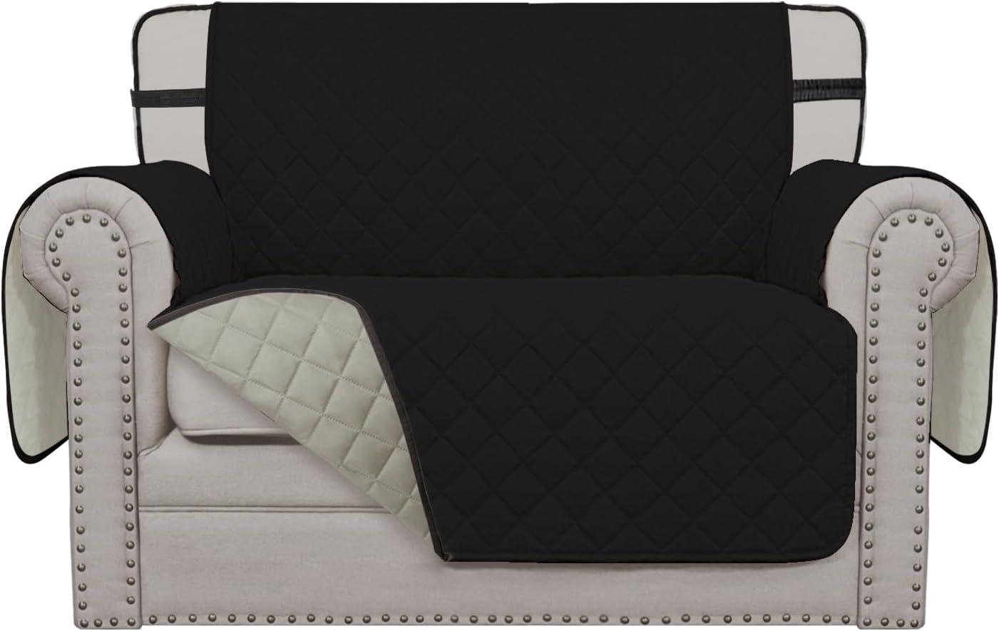image:imageEasyGoing Reversible Oversized Couch Cover for 3 Cushion Couch Sofa Cover for Dogs Water Resistant Furniture Protector Cover with Foam Sticks for Pet Oversized Sofa GrayLight GrayBlackBeige