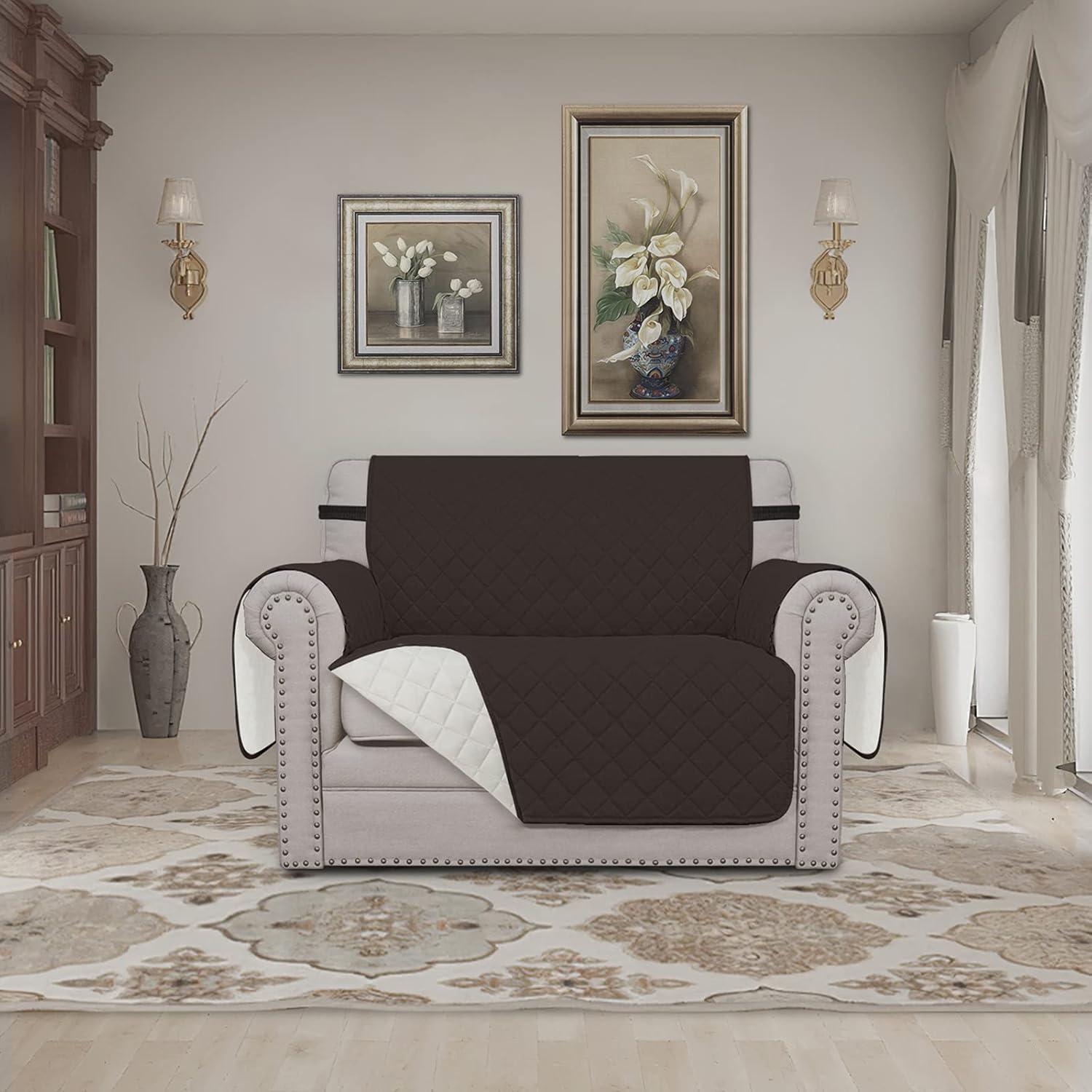 image:imageEasyGoing Reversible Oversized Couch Cover for 3 Cushion Couch Sofa Cover for Dogs Water Resistant Furniture Protector Cover with Foam Sticks for Pet Oversized Sofa GrayLight GrayChocolateIvory