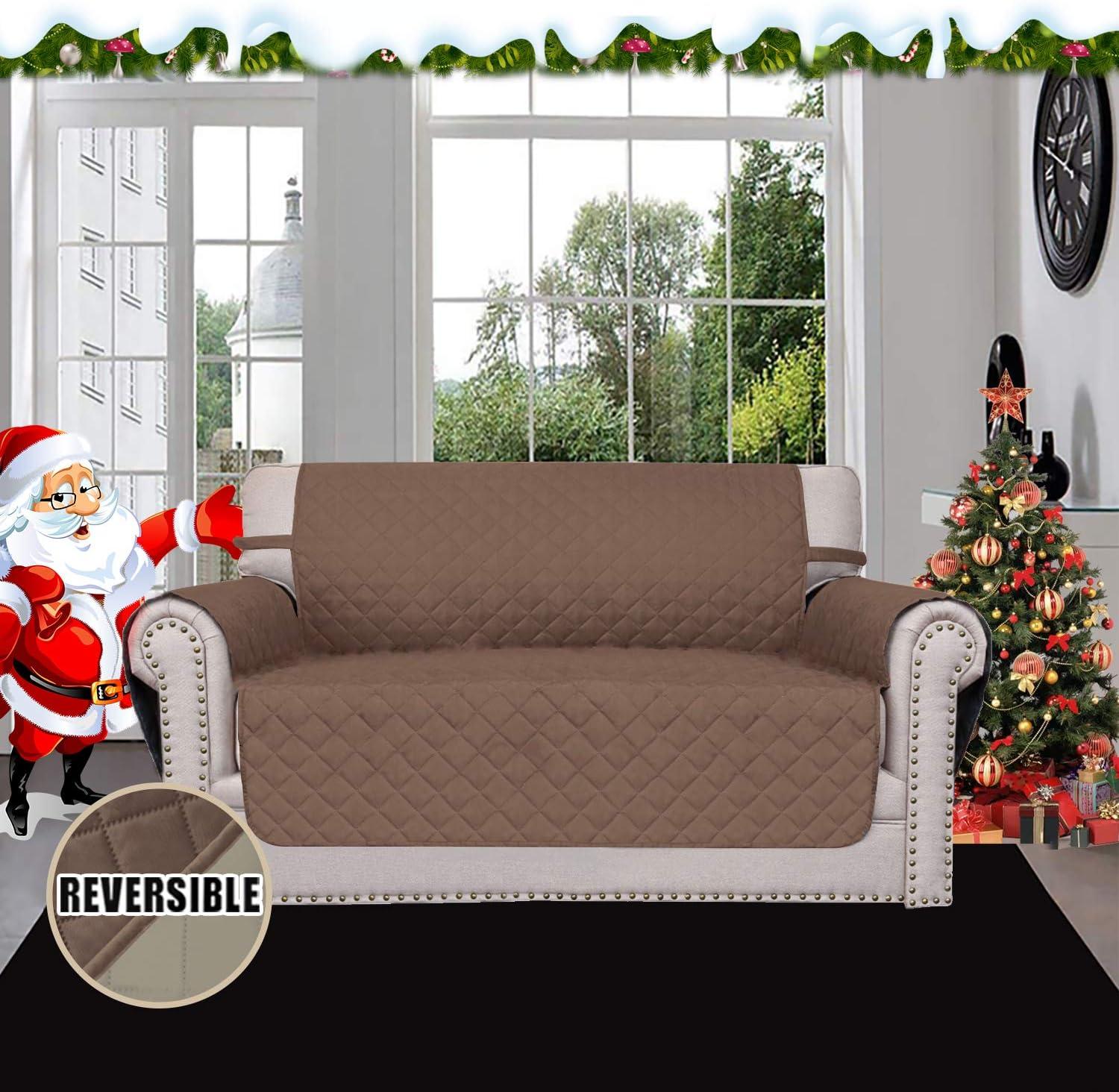 image:imageEasyGoing Reversible Oversized Couch Cover for 3 Cushion Couch Sofa Cover for Dogs Water Resistant Furniture Protector Cover with Foam Sticks for Pet Oversized Sofa GrayLight GrayBrownBeige