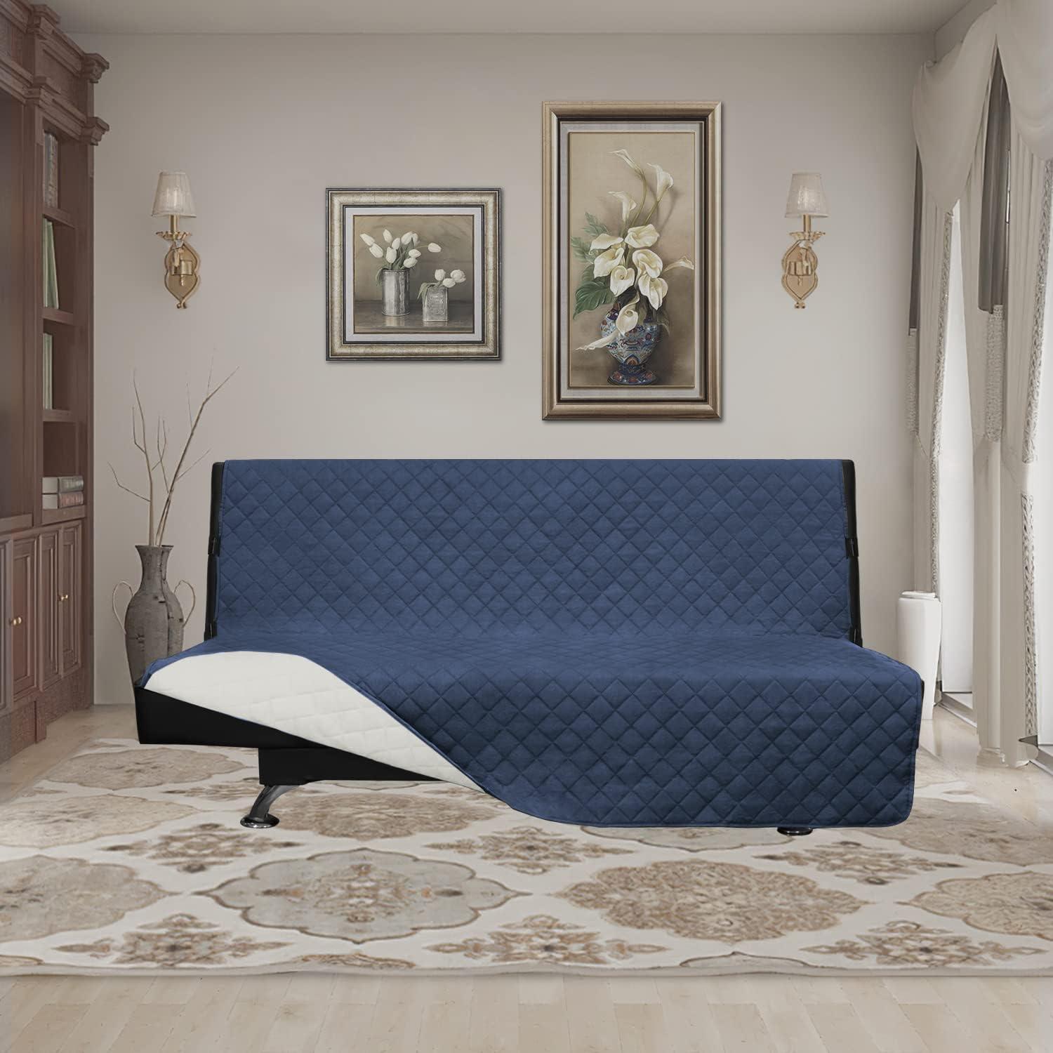 image:imageEasyGoing Reversible Oversized Couch Cover for 3 Cushion Couch Sofa Cover for Dogs Water Resistant Furniture Protector Cover with Foam Sticks for Pet Oversized Sofa GrayLight GrayDark BlueIvory