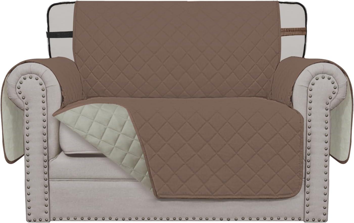 image:imageEasyGoing Reversible Oversized Couch Cover for 3 Cushion Couch Sofa Cover for Dogs Water Resistant Furniture Protector Cover with Foam Sticks for Pet Oversized Sofa GrayLight GrayBrownBeige