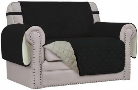 image:imageEasyGoing Reversible Oversized Couch Cover for 3 Cushion Couch Sofa Cover for Dogs Water Resistant Furniture Protector Cover with Foam Sticks for Pet Oversized Sofa GrayLight GrayBlackBeige