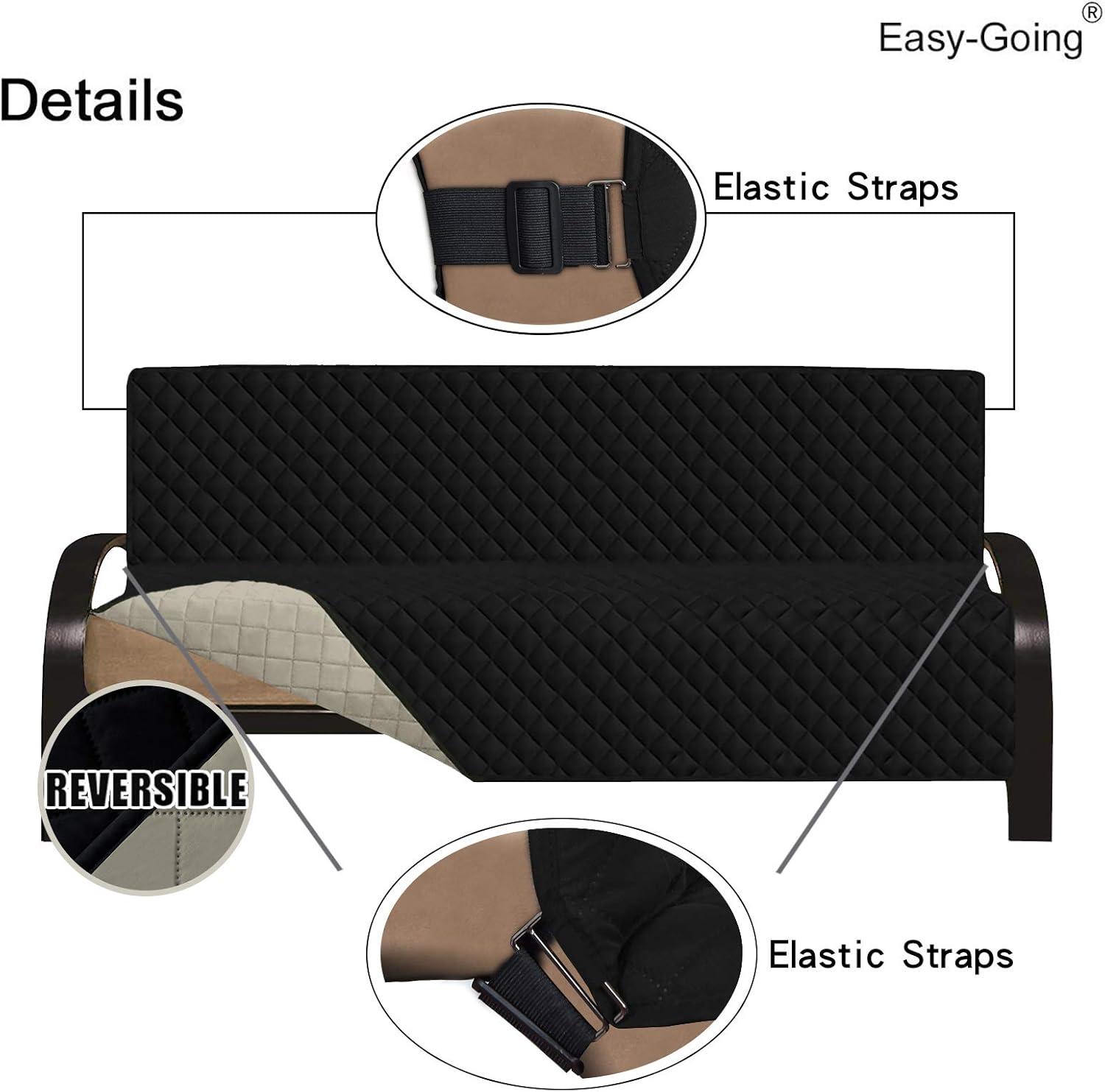 image:imageEasyGoing Reversible Oversized Couch Cover for 3 Cushion Couch Sofa Cover for Dogs Water Resistant Furniture Protector Cover with Foam Sticks for Pet Oversized Sofa GrayLight GrayBlackBeige