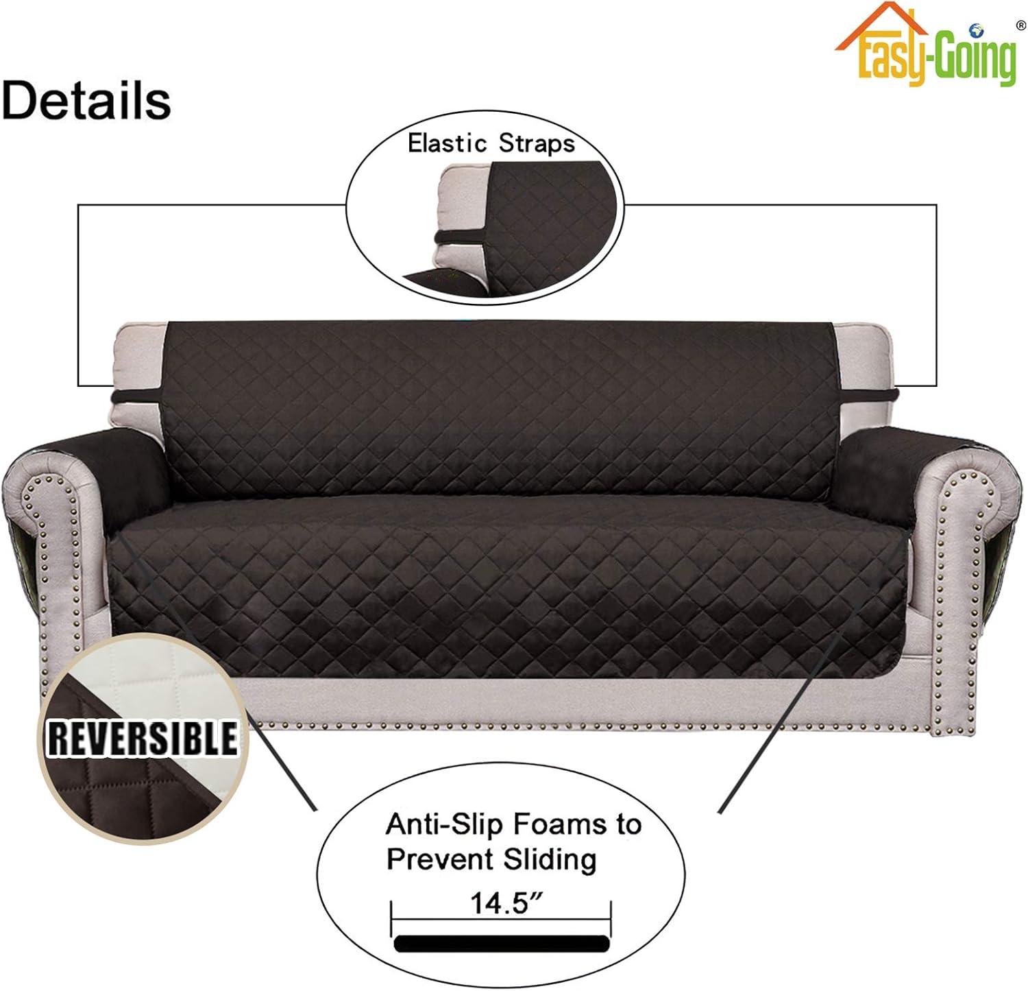 image:imageEasyGoing Reversible Oversized Couch Cover for 3 Cushion Couch Sofa Cover for Dogs Water Resistant Furniture Protector Cover with Foam Sticks for Pet Oversized Sofa GrayLight GrayChocolateIvory