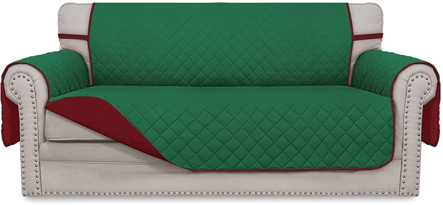 image:imageEasyGoing Reversible Oversized Couch Cover for 3 Cushion Couch Sofa Cover for Dogs Water Resistant Furniture Protector Cover with Foam Sticks for Pet Oversized Sofa GrayLight GrayGreenChristmas Red