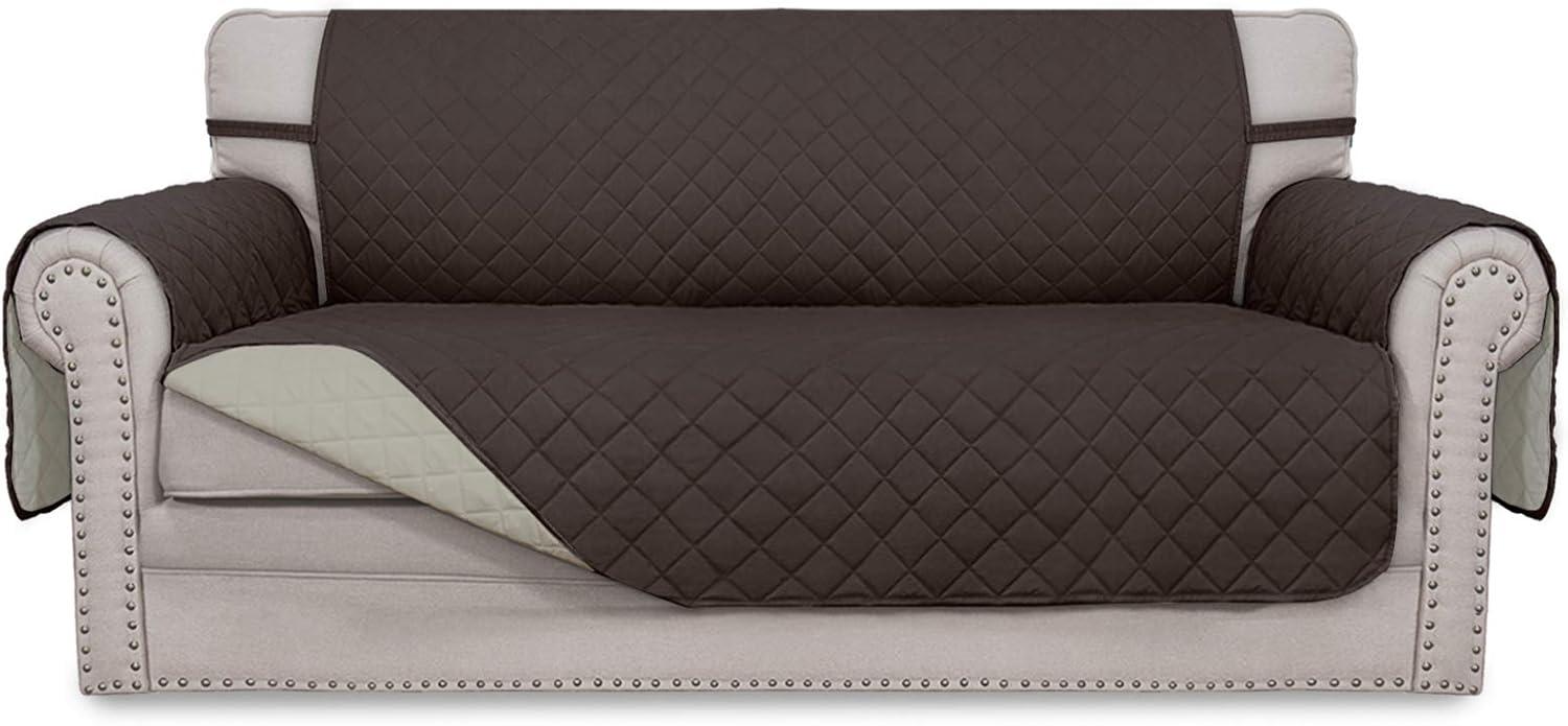 image:imageEasyGoing Reversible Oversized Couch Cover for 3 Cushion Couch Sofa Cover for Dogs Water Resistant Furniture Protector Cover with Foam Sticks for Pet Oversized Sofa GrayLight GrayChocolateBeige