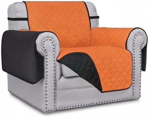 image:imageEasyGoing Reversible Oversized Couch Cover for 3 Cushion Couch Sofa Cover for Dogs Water Resistant Furniture Protector Cover with Foam Sticks for Pet Oversized Sofa GrayLight GrayOrangeBlack