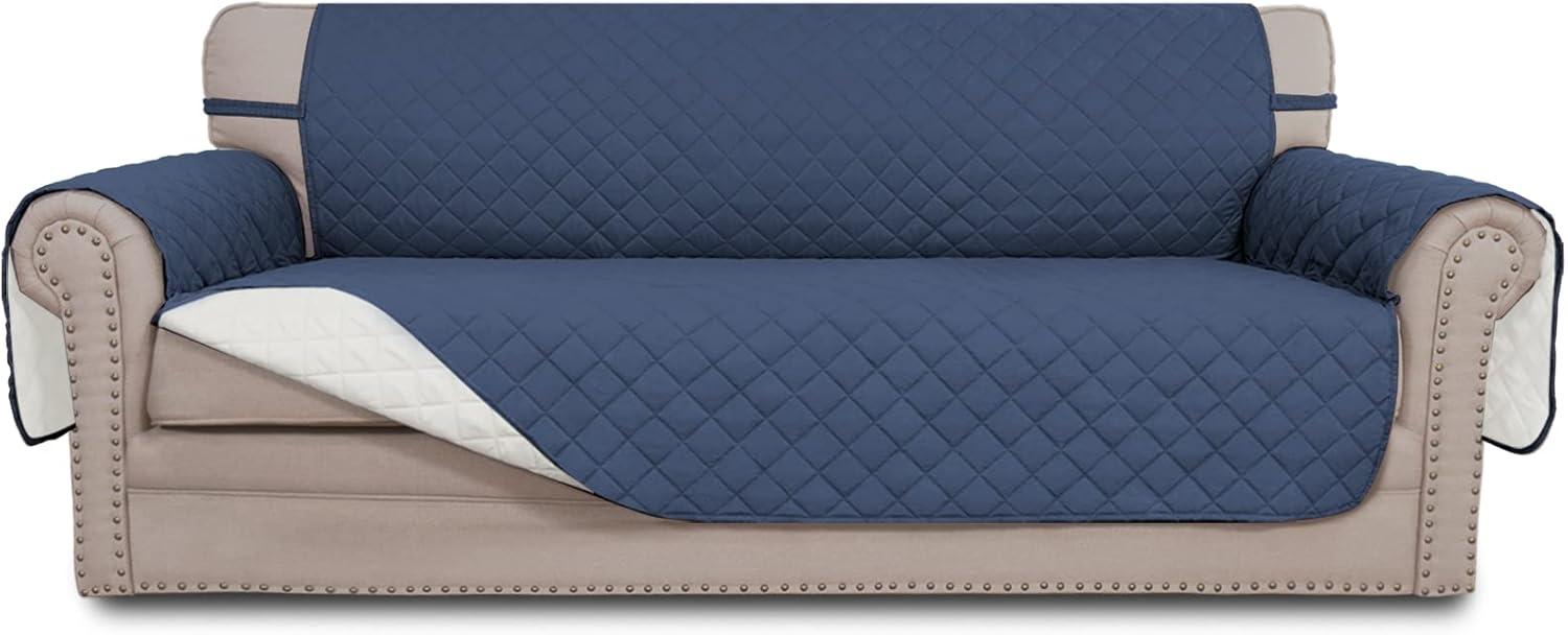 image:imageEasyGoing Reversible Oversized Couch Cover for 3 Cushion Couch Sofa Cover for Dogs Water Resistant Furniture Protector Cover with Foam Sticks for Pet Oversized Sofa GrayLight GrayDark BlueIvory