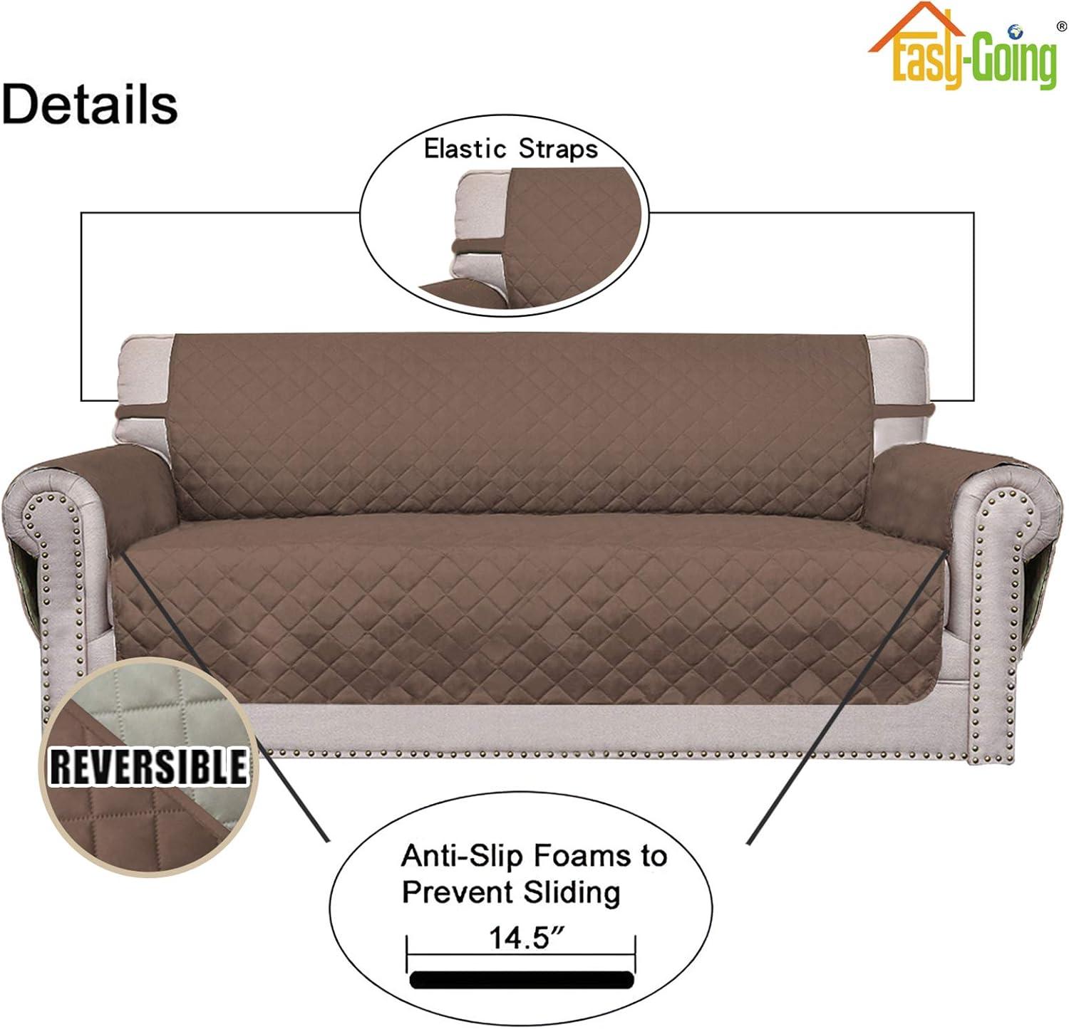 image:imageEasyGoing Reversible Oversized Couch Cover for 3 Cushion Couch Sofa Cover for Dogs Water Resistant Furniture Protector Cover with Foam Sticks for Pet Oversized Sofa GrayLight GrayBrownBeige