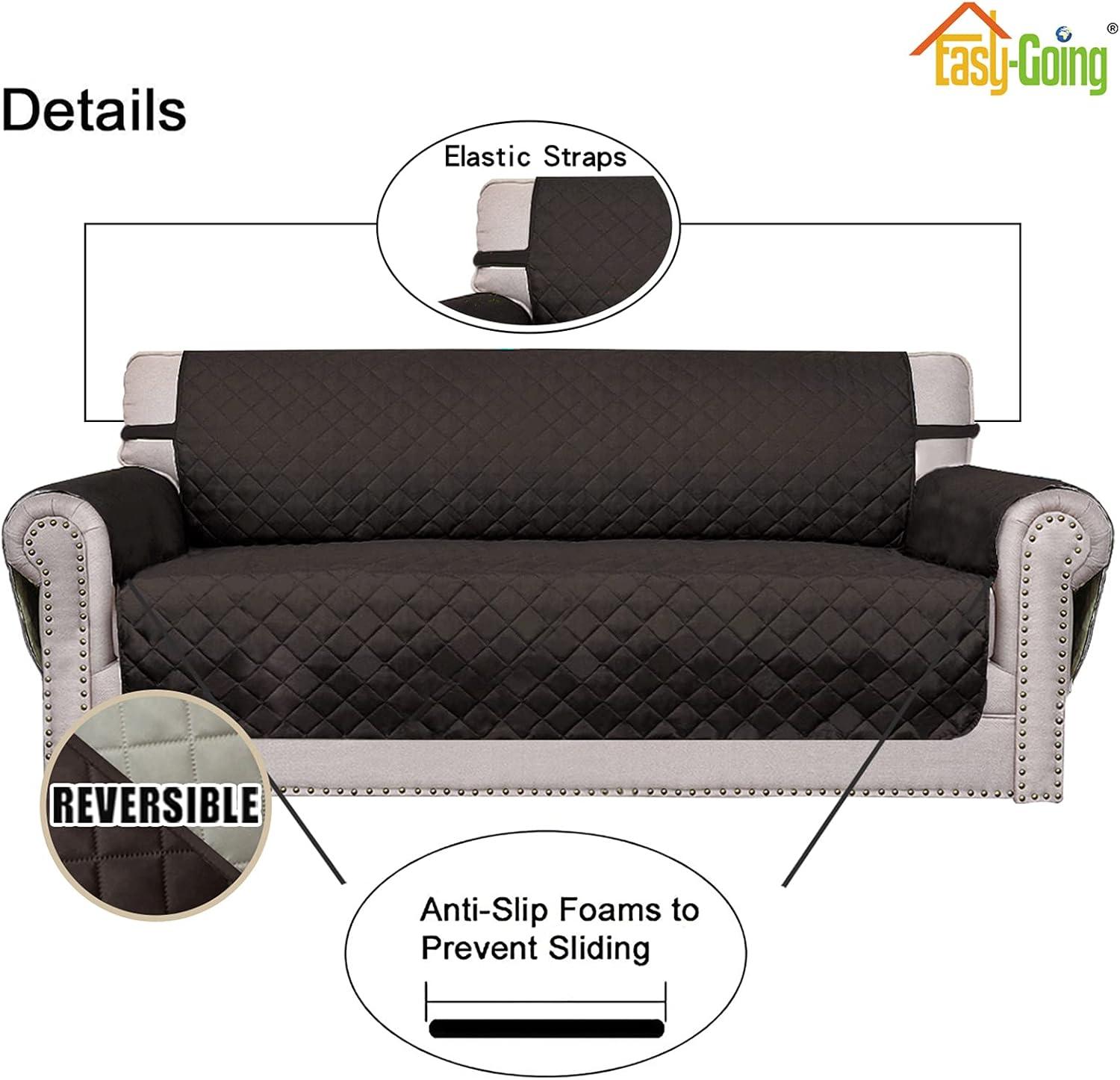 image:imageEasyGoing Reversible Oversized Couch Cover for 3 Cushion Couch Sofa Cover for Dogs Water Resistant Furniture Protector Cover with Foam Sticks for Pet Oversized Sofa GrayLight GrayChocolateBeige