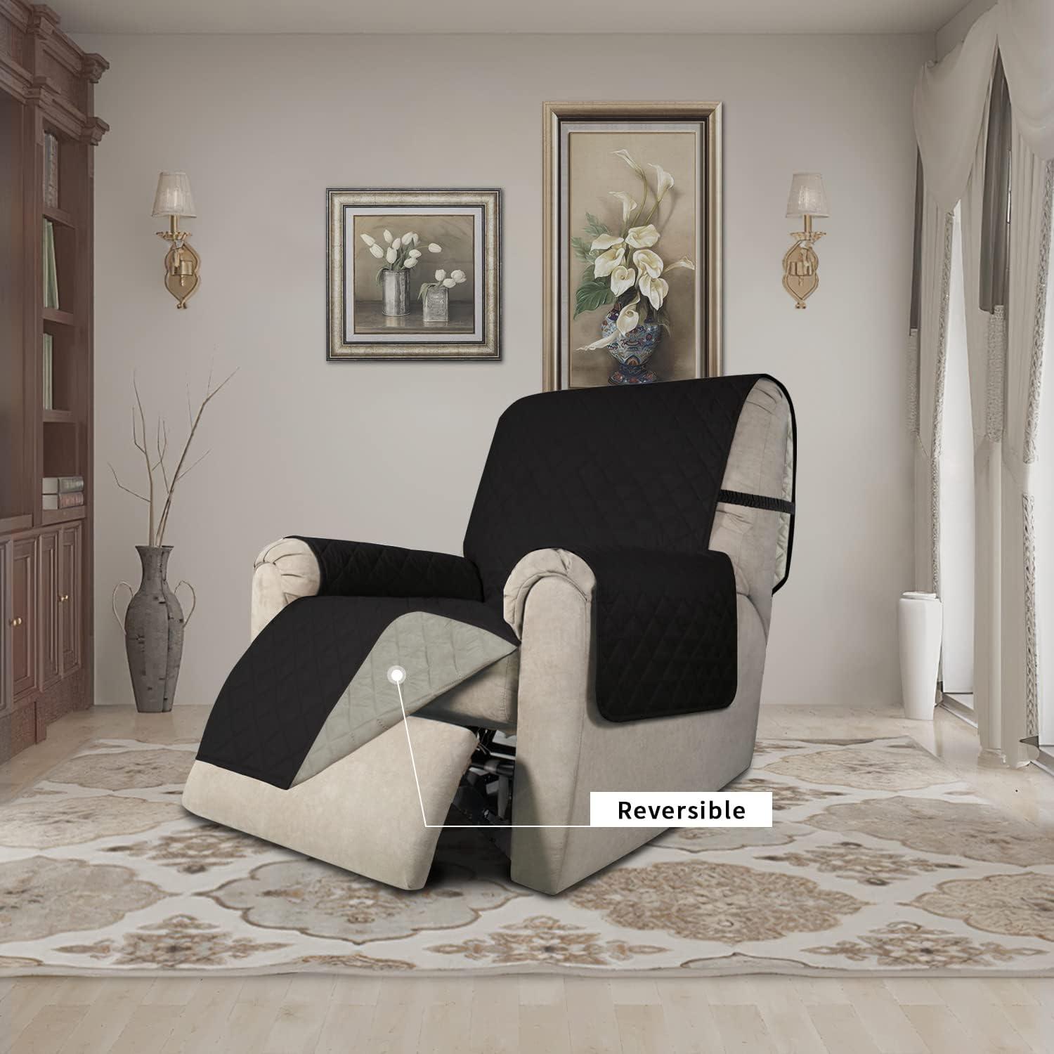 image:imageEasyGoing Reversible Oversized Couch Cover for 3 Cushion Couch Sofa Cover for Dogs Water Resistant Furniture Protector Cover with Foam Sticks for Pet Oversized Sofa GrayLight GrayBlackBeige