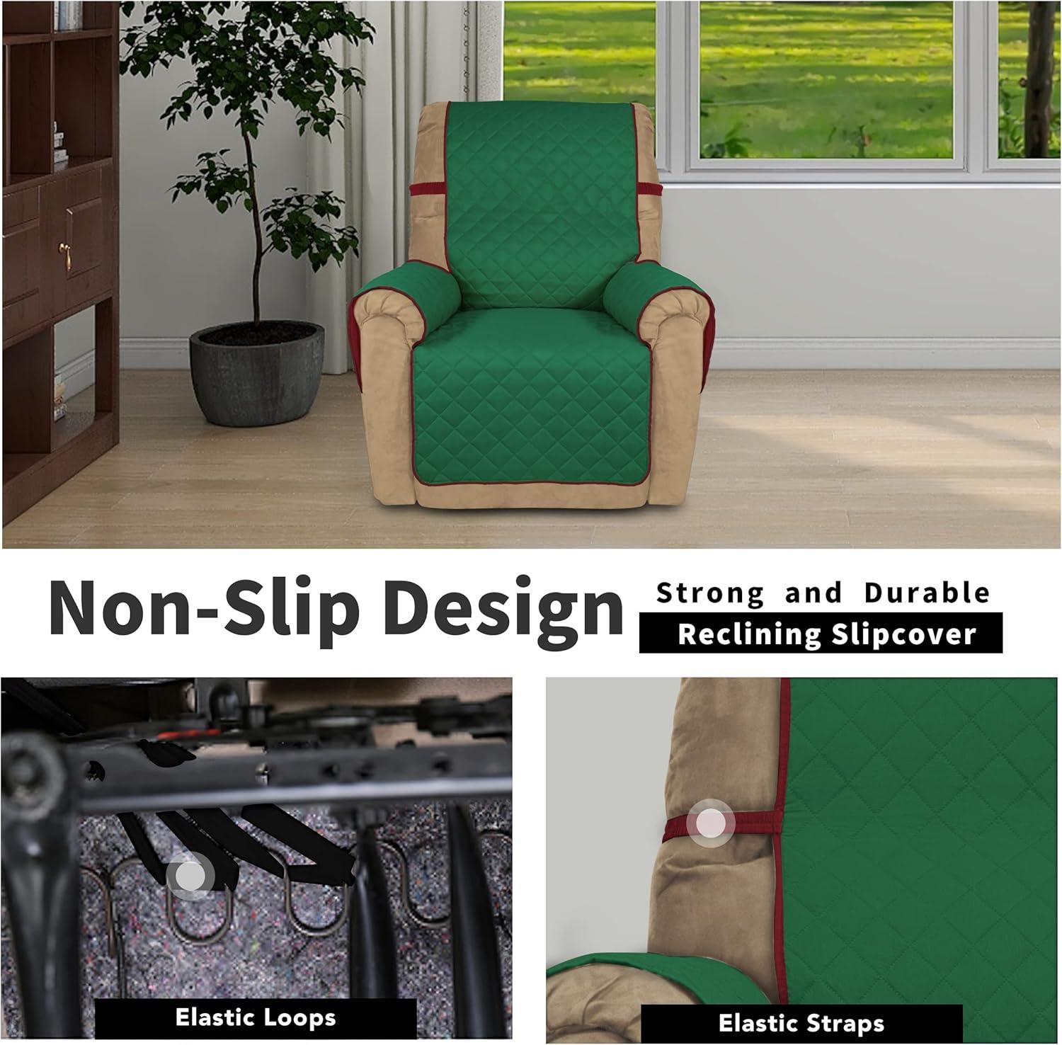 image:imageEasyGoing Reversible Oversized Couch Cover for 3 Cushion Couch Sofa Cover for Dogs Water Resistant Furniture Protector Cover with Foam Sticks for Pet Oversized Sofa GrayLight GrayGreenChristmas Red