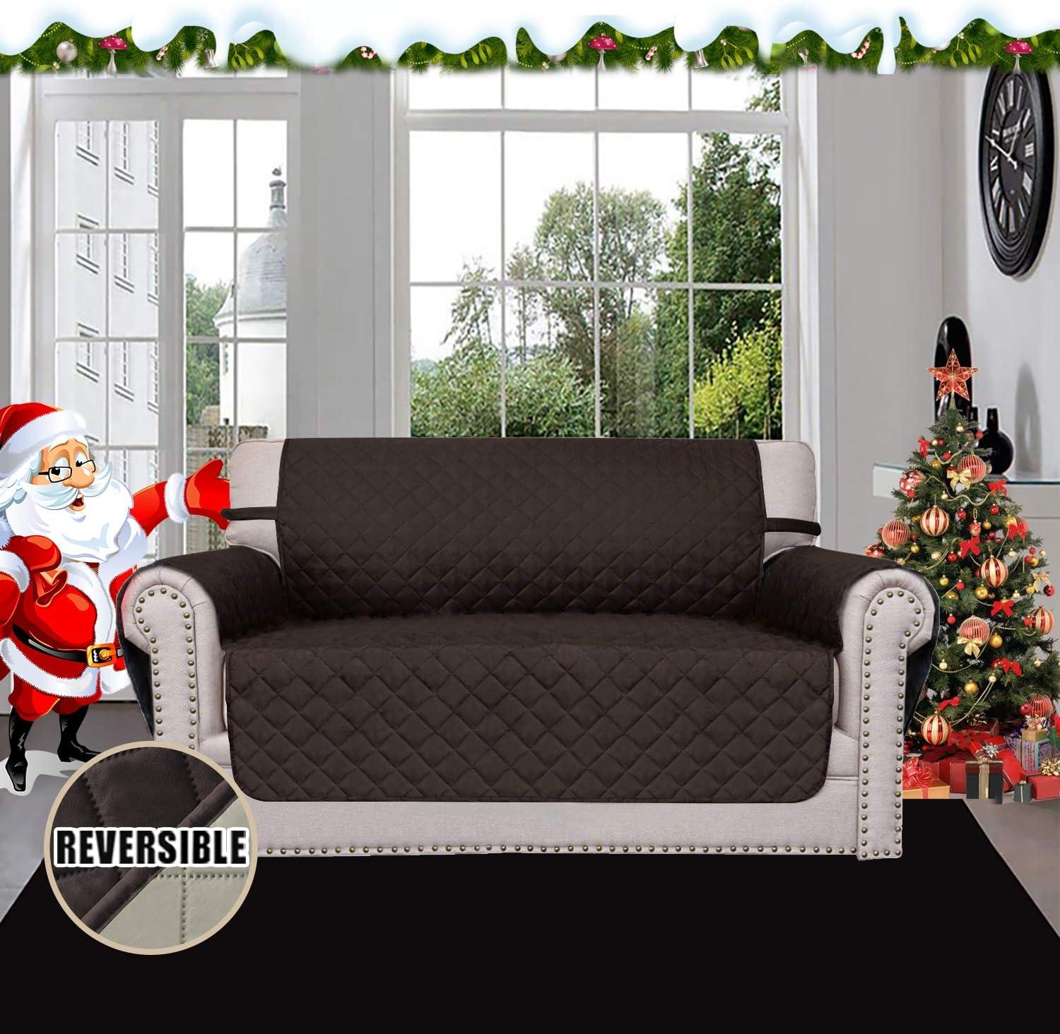 image:imageEasyGoing Reversible Oversized Couch Cover for 3 Cushion Couch Sofa Cover for Dogs Water Resistant Furniture Protector Cover with Foam Sticks for Pet Oversized Sofa GrayLight GrayChocolateBeige