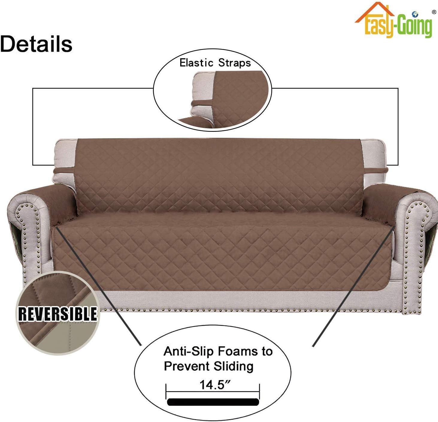 image:imageEasyGoing Reversible Oversized Couch Cover for 3 Cushion Couch Sofa Cover for Dogs Water Resistant Furniture Protector Cover with Foam Sticks for Pet Oversized Sofa GrayLight GrayBrownBeige